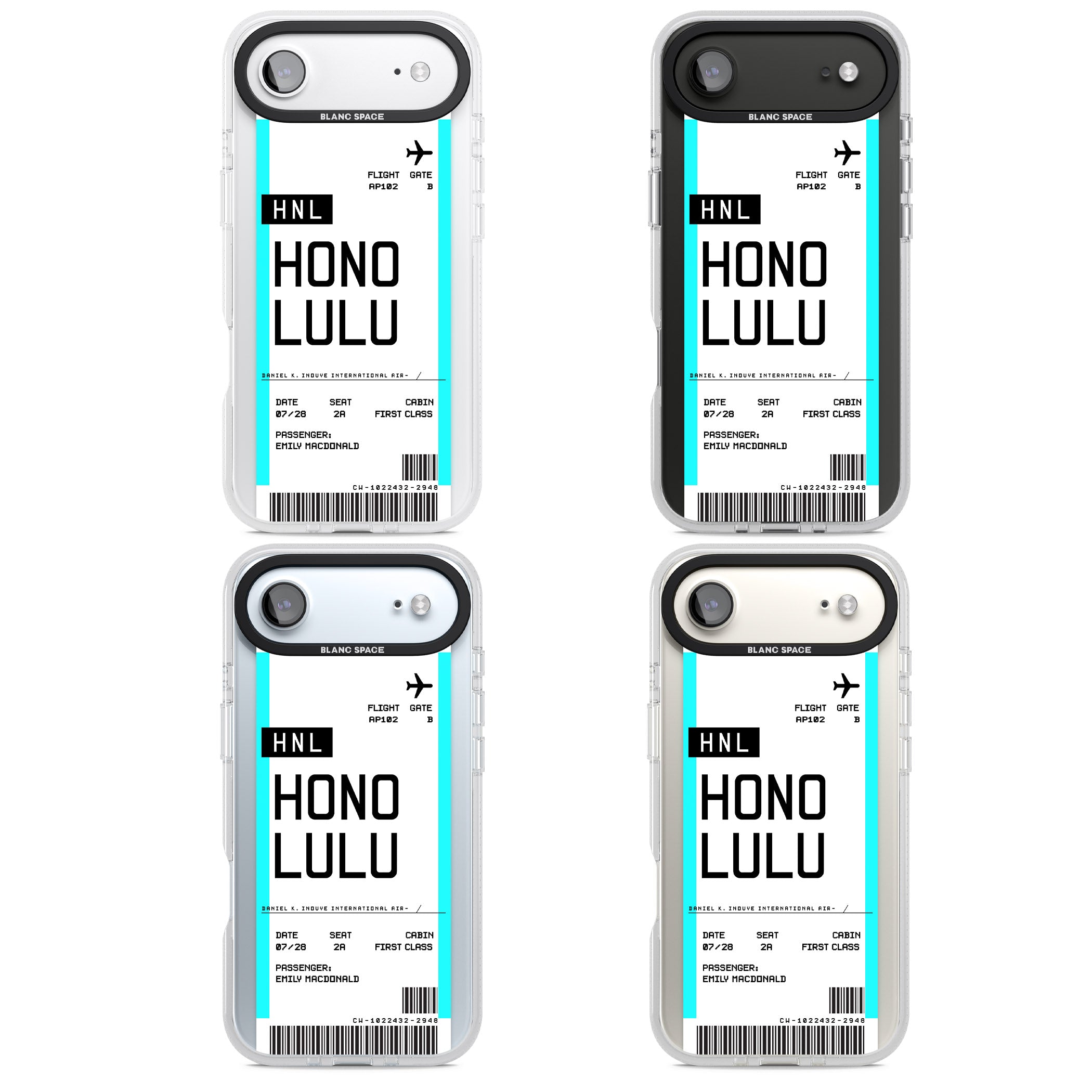 Personalised Honolulu Boarding Pass iPhone 17 Air Impact Air Clear Phone Case APT Impact Protection