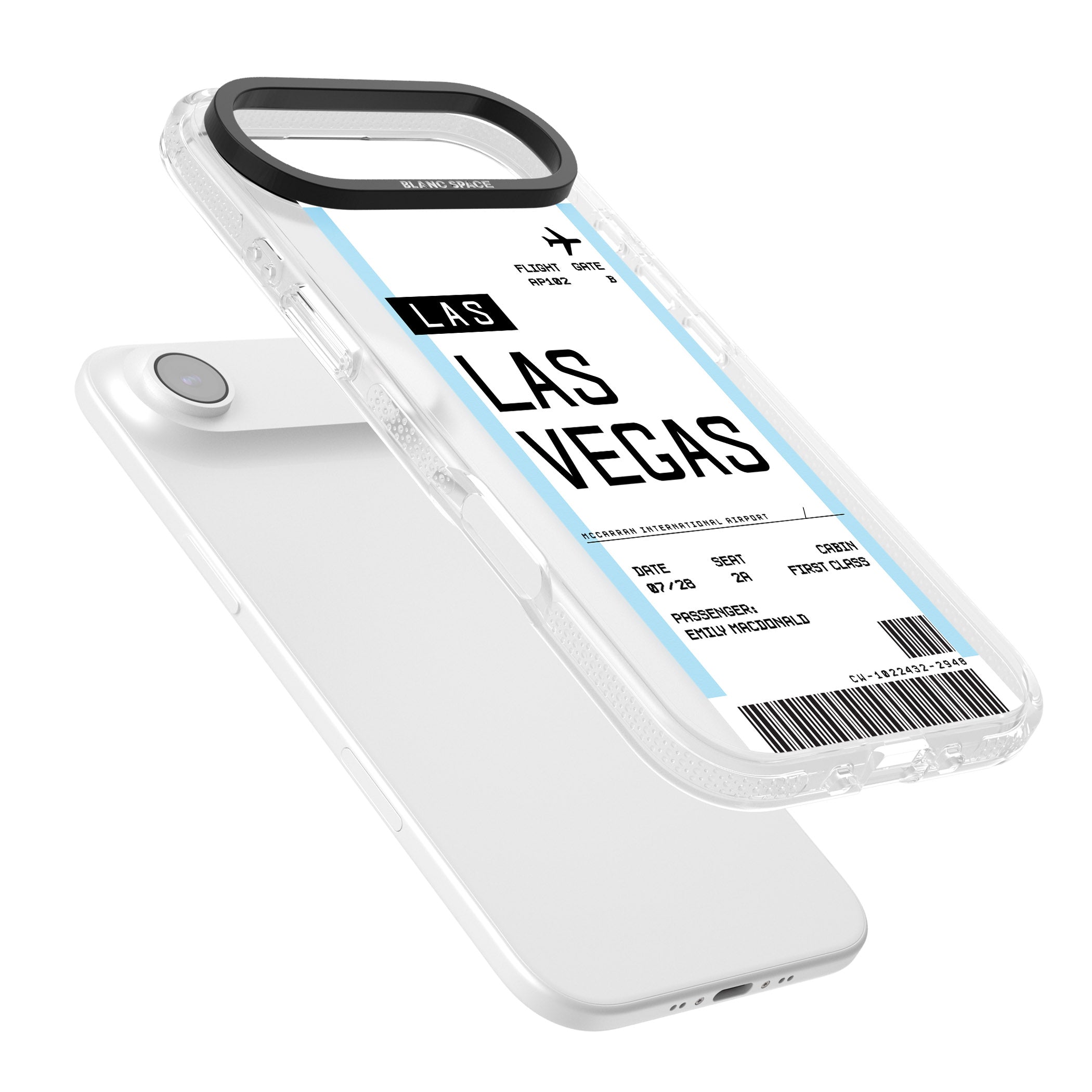 Personalised Las Vegas Boarding Pass iPhone 17 Air Impact Air Clear Phone Case Colours