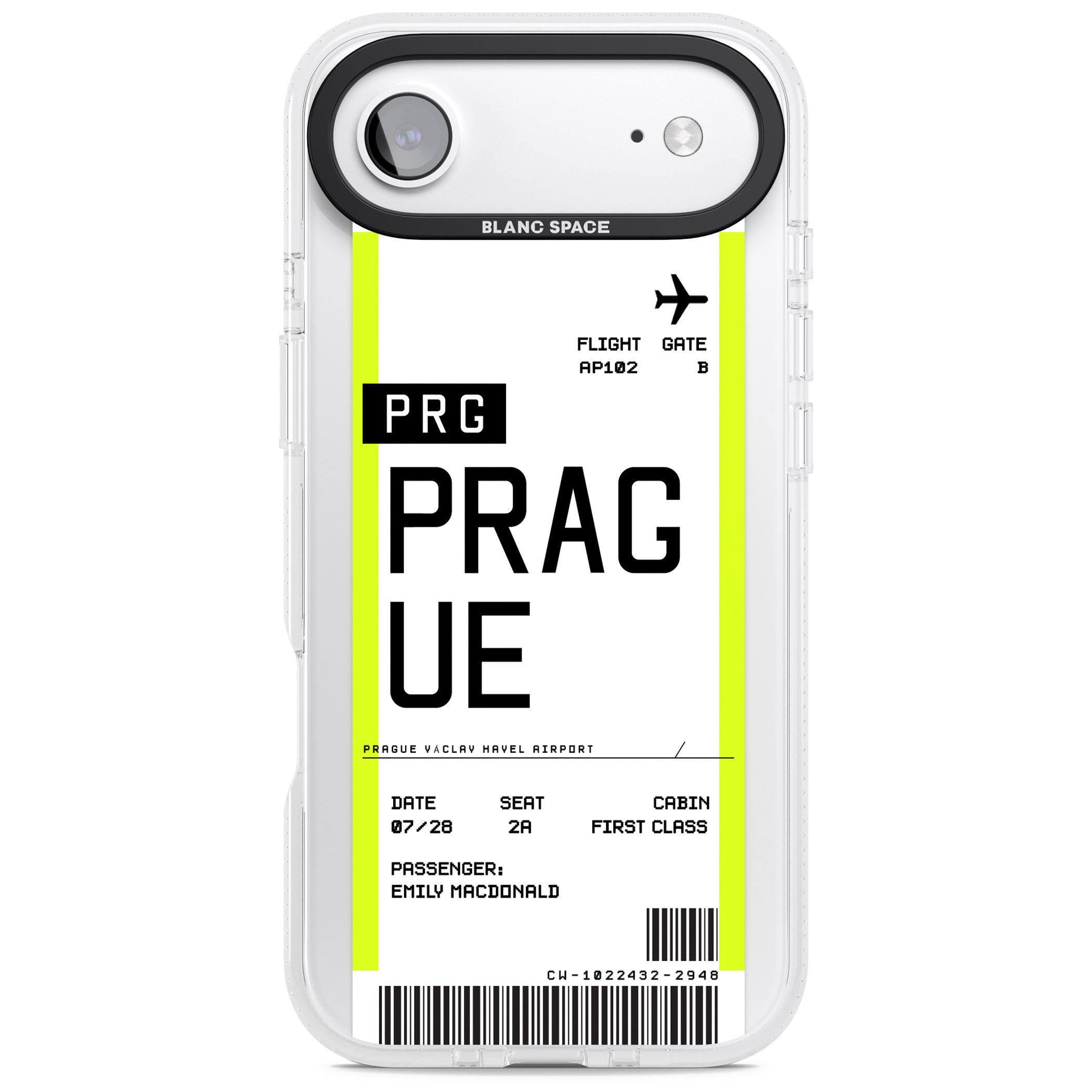 Personalised Prague Boarding Pass iPhone 17 Air Impact Air Clear Phone Case