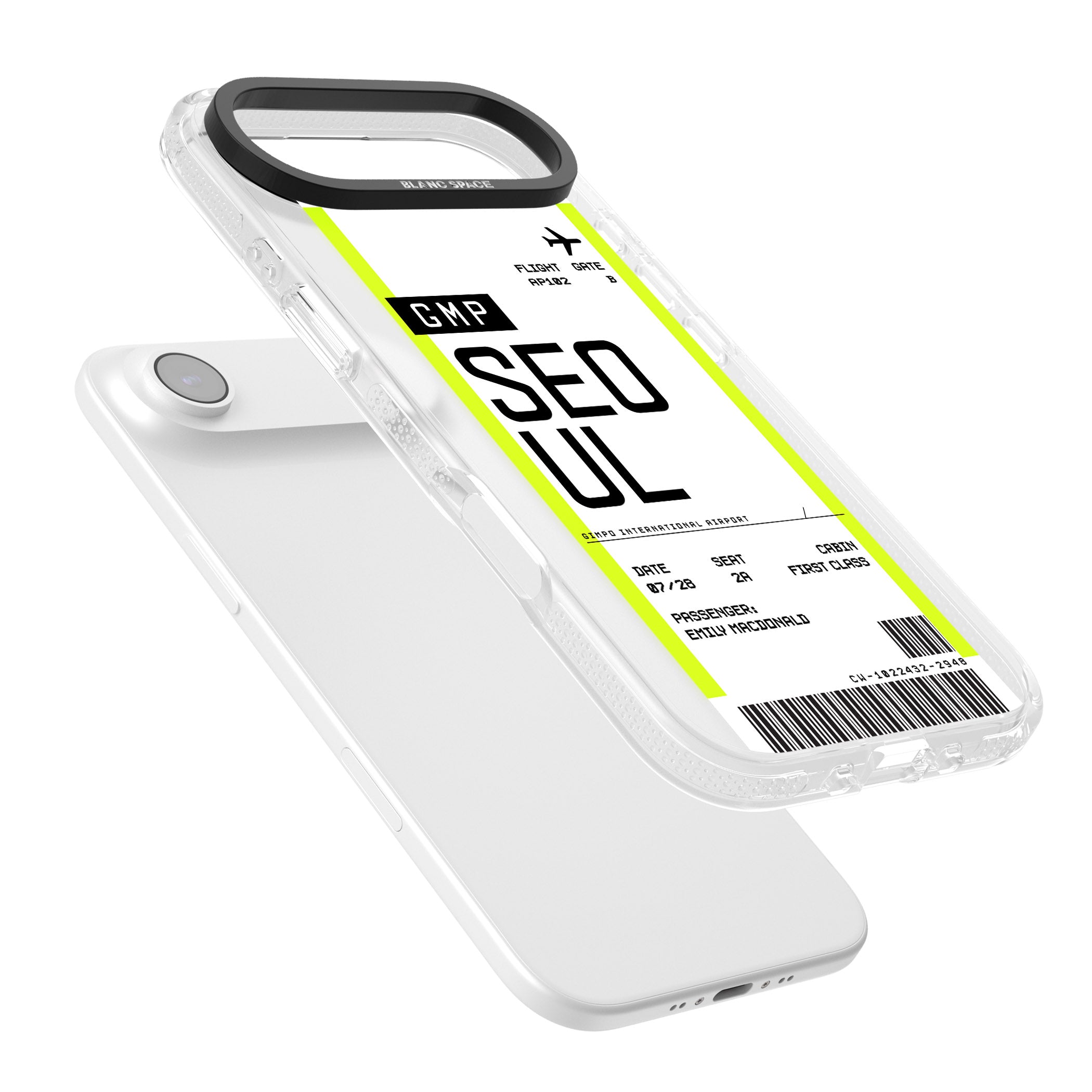 Personalised Seoul Boarding Pass iPhone 17 Air Impact Air Clear Phone Case Colours