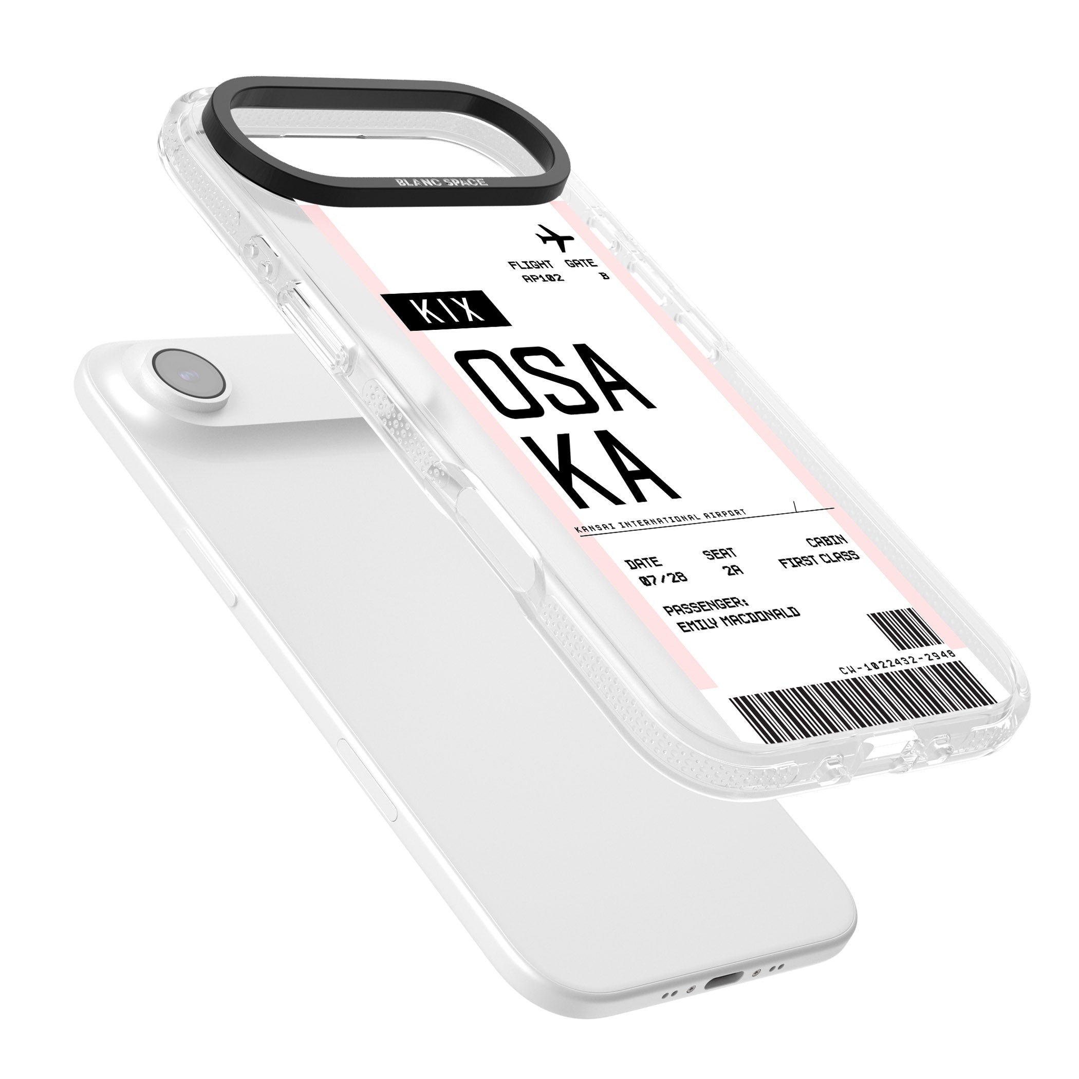 Personalised Osaka Boarding Pass iPhone 17 Air Impact Air Clear Phone Case Colours