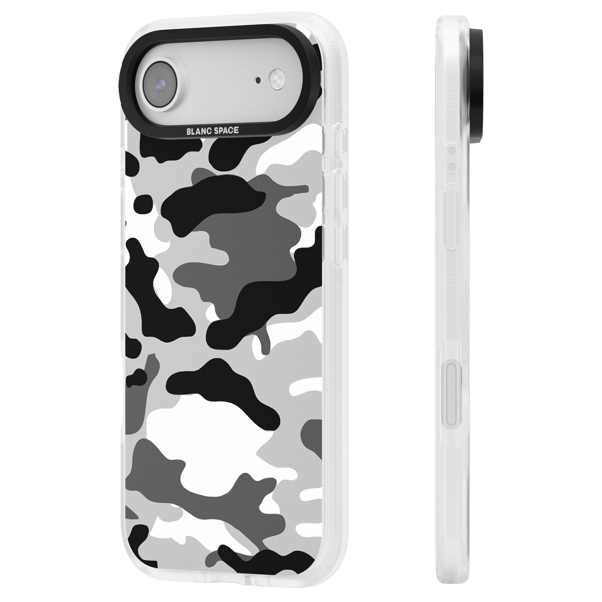 Grey Black Urban Camo iPhone 17 Air Impact Air Clear Phone Case Side Profile