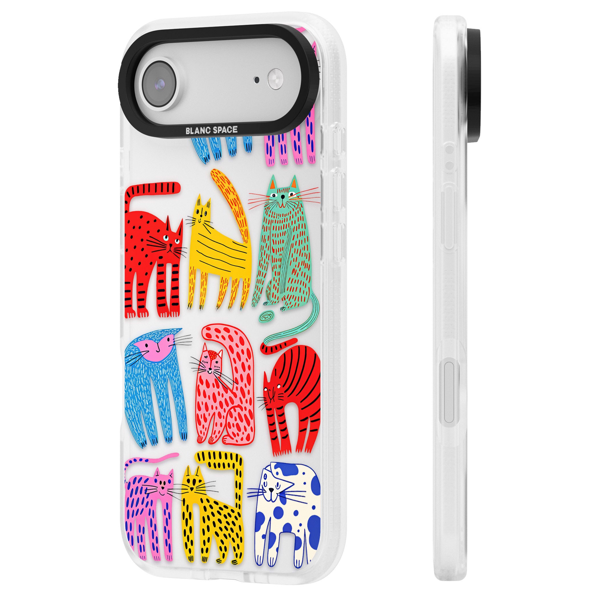 Abstract Colourful Cats iPhone 17 Air Impact Air Clear Phone Case Side Profile