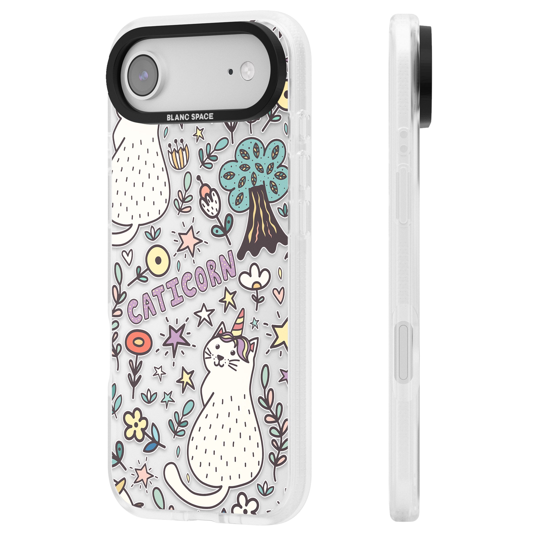 Caticorn Pattern iPhone 17 Air Impact Air Clear Phone Case Side Profile