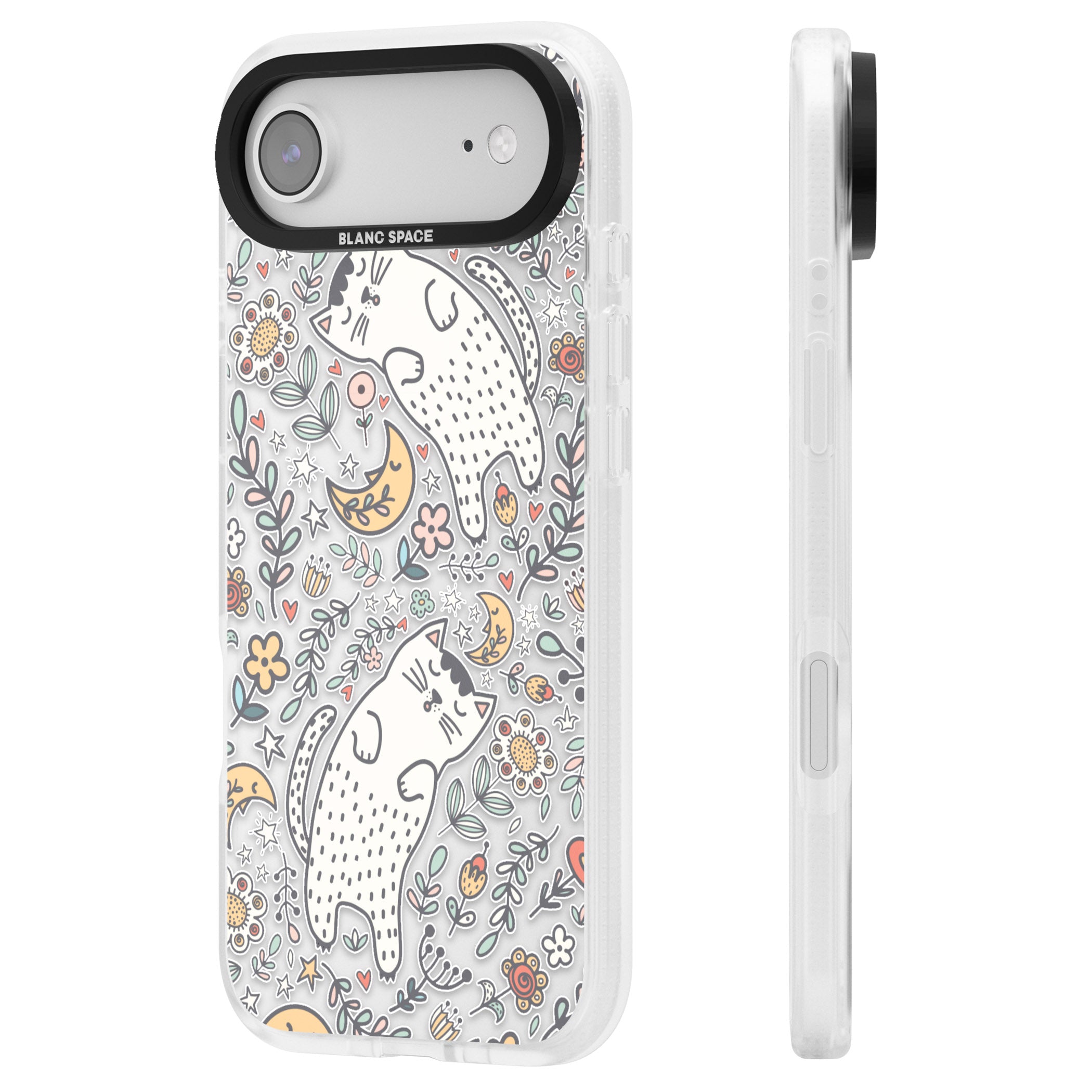Sleeping Cat Pattern iPhone 17 Air Impact Air Clear Phone Case Side Profile