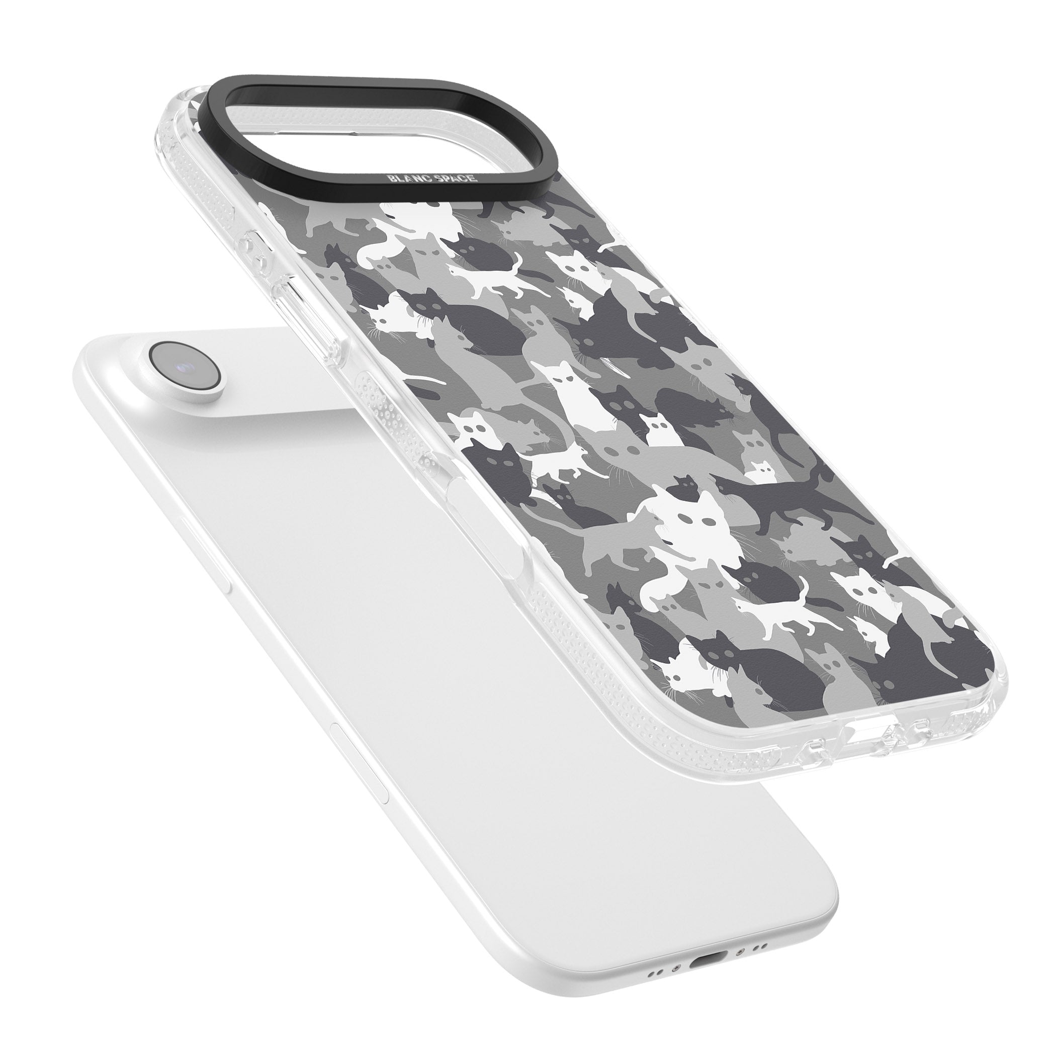 Dark Grey Cat Camouflage iPhone 17 Air Impact Air Clear Phone Case Colours