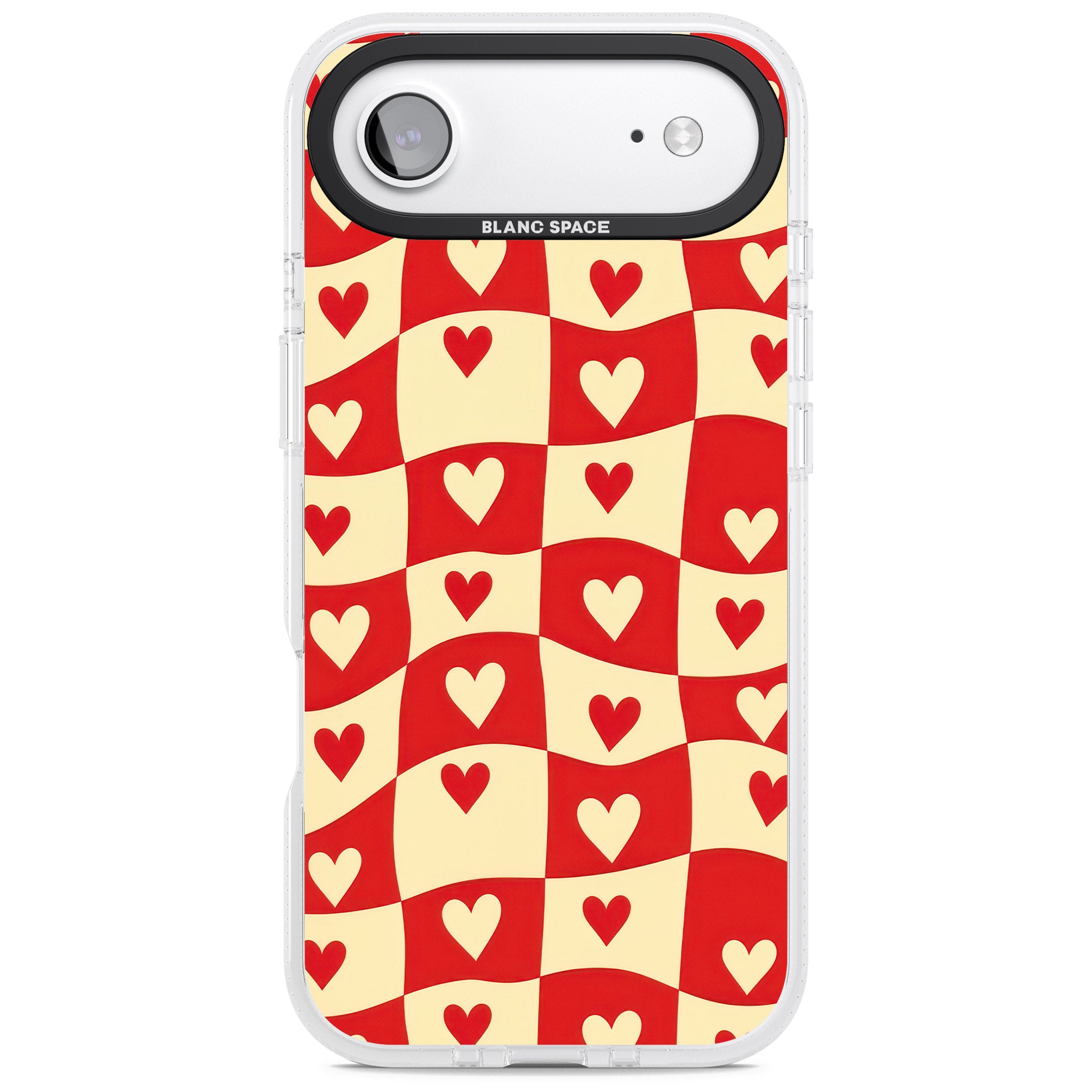 Red Wavy Checked & Hearts iPhone 17 Air Impact Air Clear Phone Case