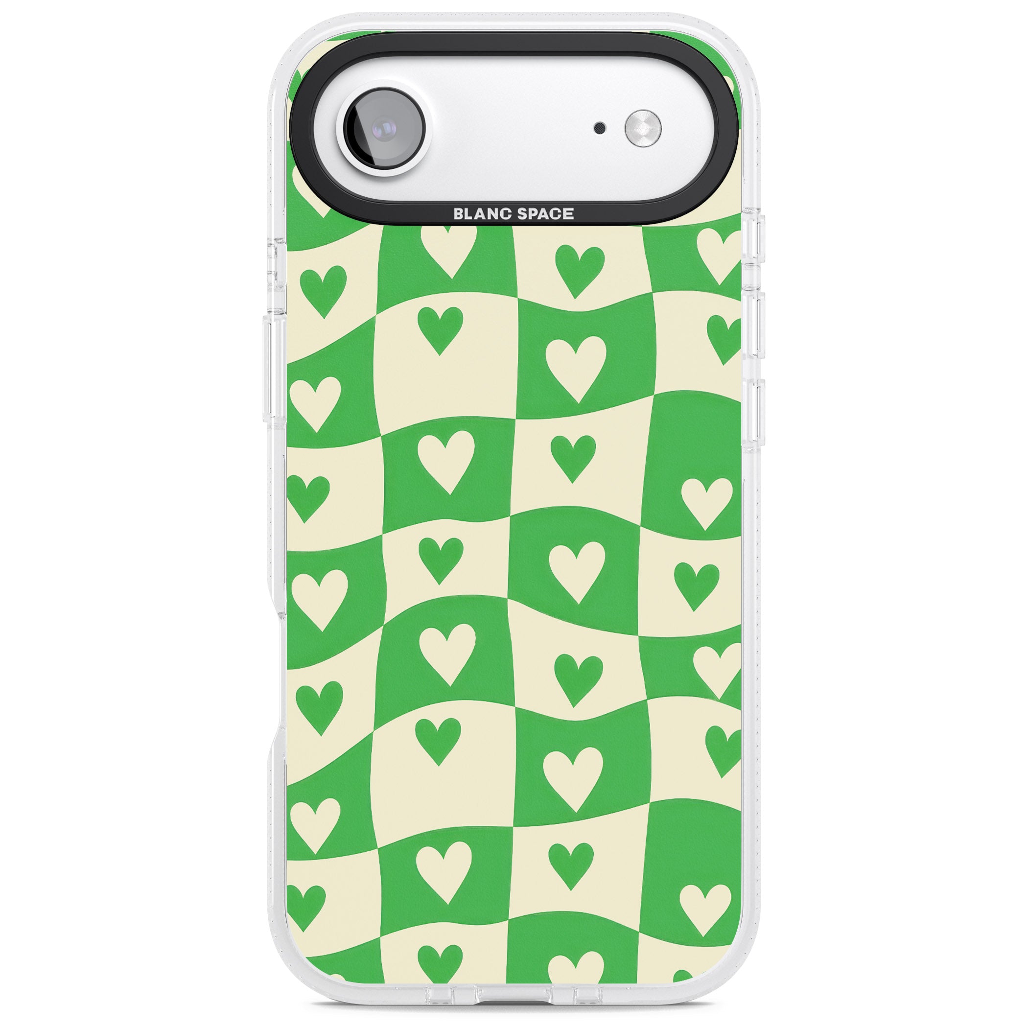Green Wavy Checked Hearts iPhone 17 Air Impact Air Clear Phone Case