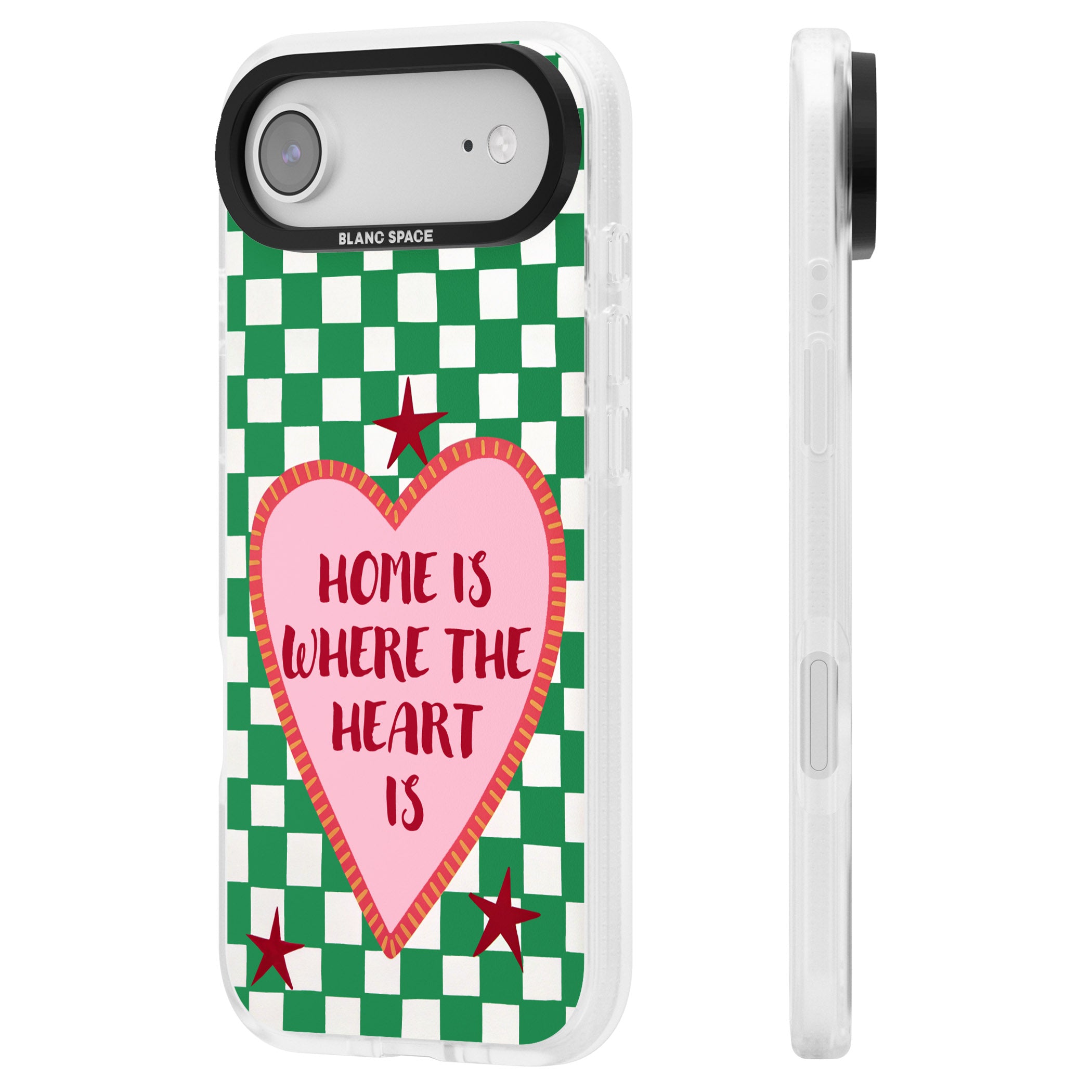 Home Is Where The Heart Is iPhone 17 Air Impact Air Clear Phone Case Side Profile