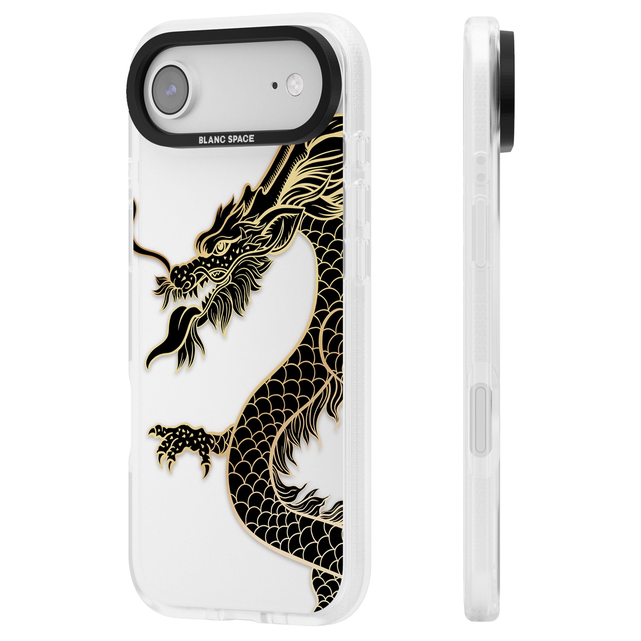 Large Black Dragon iPhone 17 Air Impact Air Clear Phone Case Side Profile