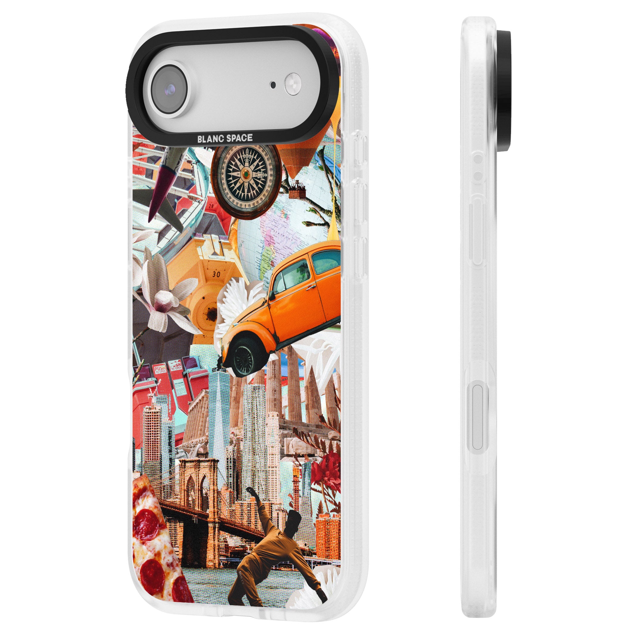 Bold New York Collage iPhone 17 Air Impact Air Clear Phone Case Side Profile