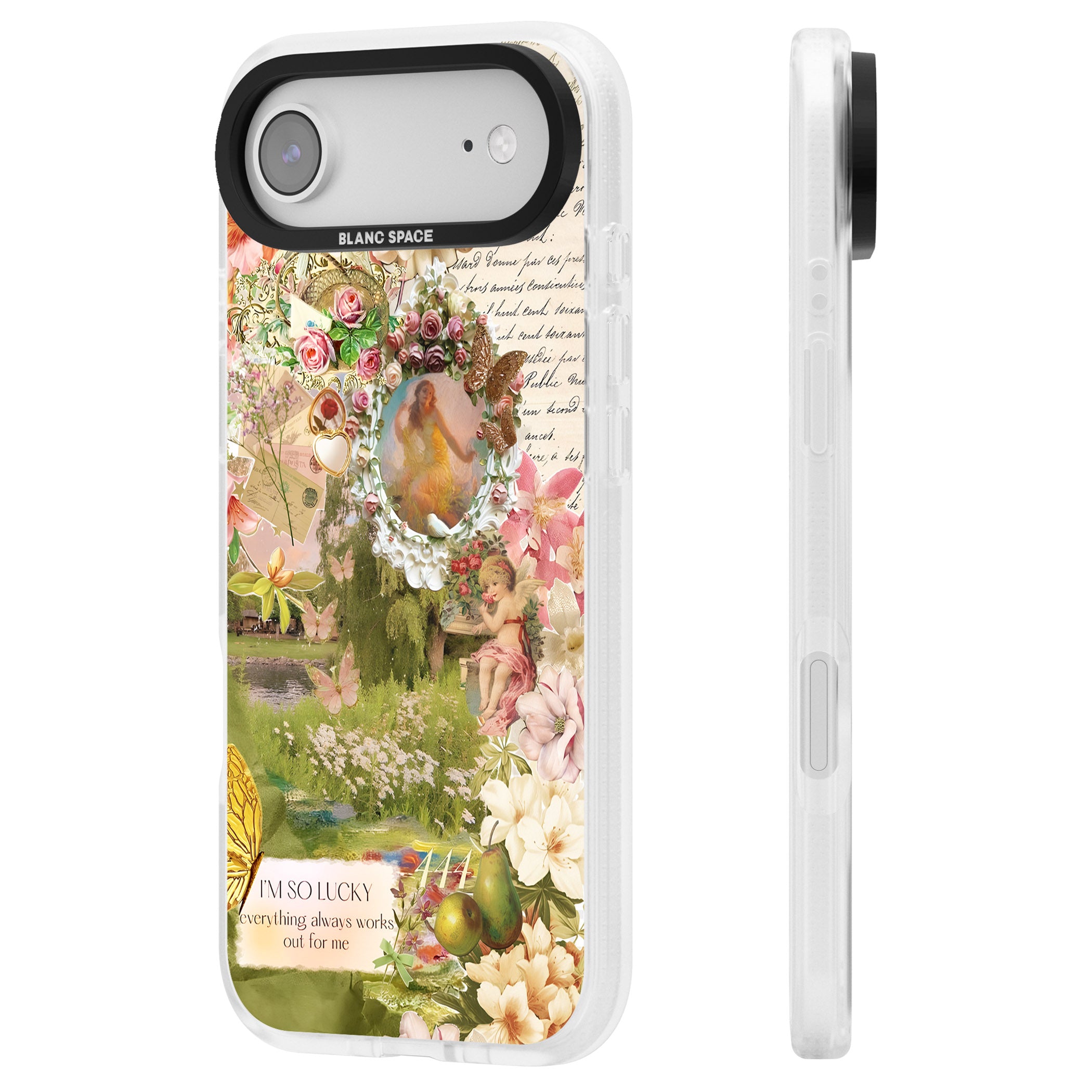 Nature in Pink iPhone 17 Air Impact Air Clear Phone Case Side Profile