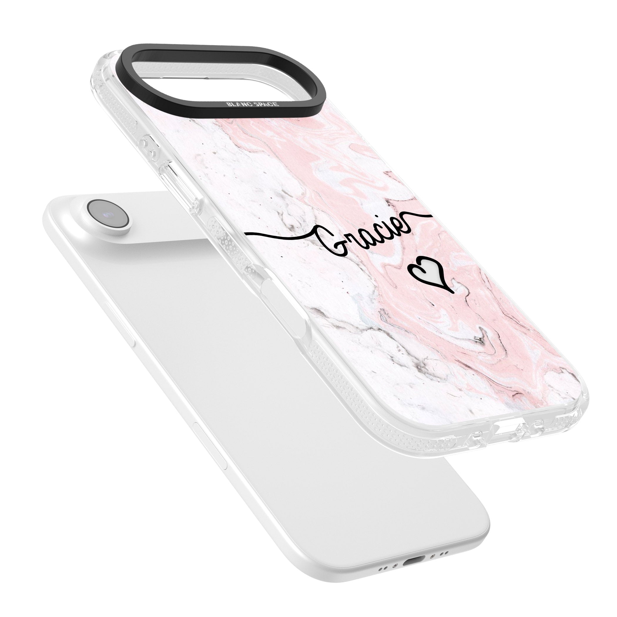Personalised Pink Marble iPhone 17 Air Impact Air Clear Phone Case Colours