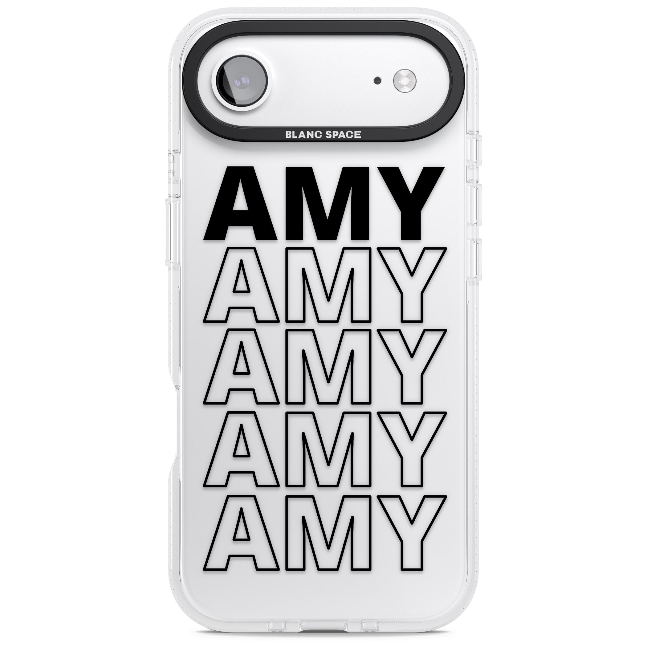 Personalised Bold Name Repetition iPhone 17 Air Impact Air Clear Phone Case