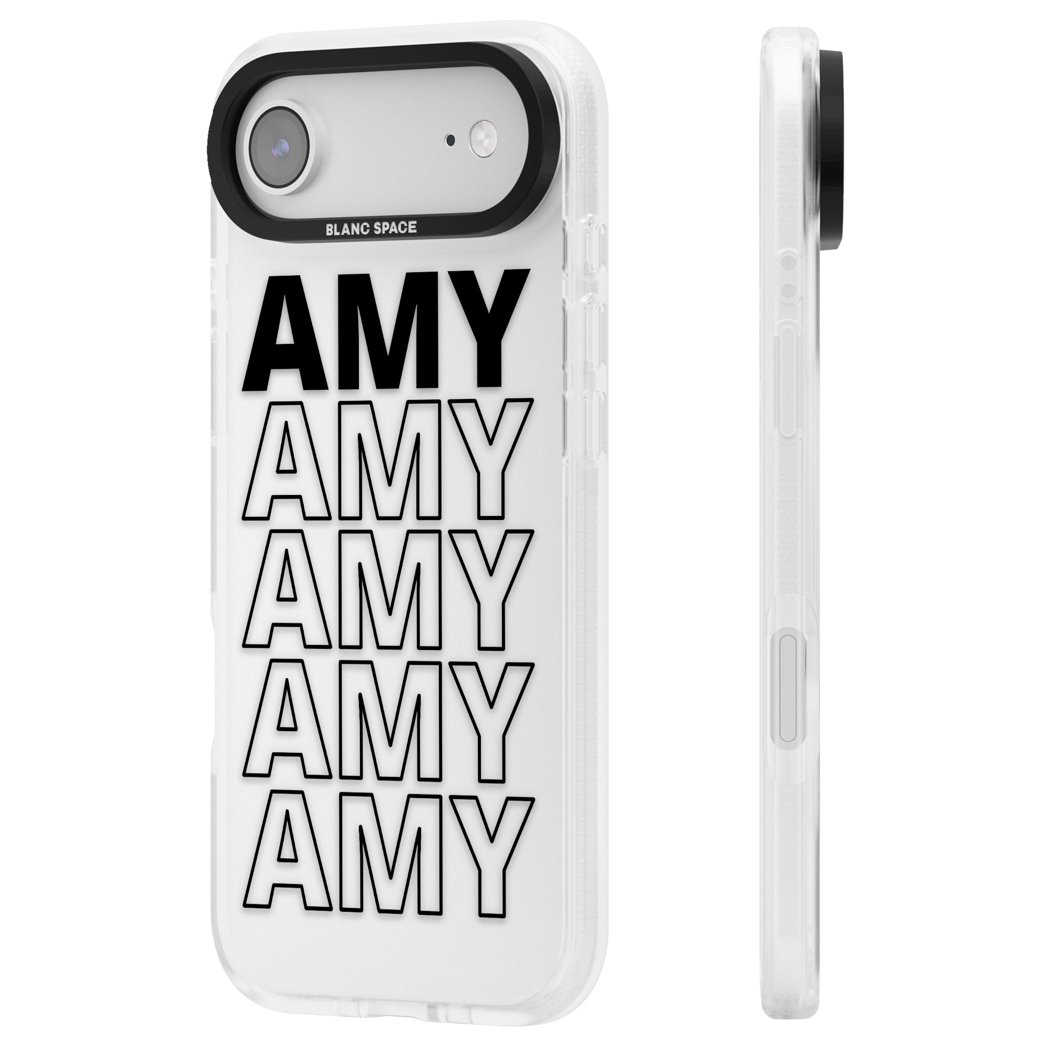 Personalised Bold Continous Name iPhone 17 Air Impact Air Clear Phone Case Side Profile