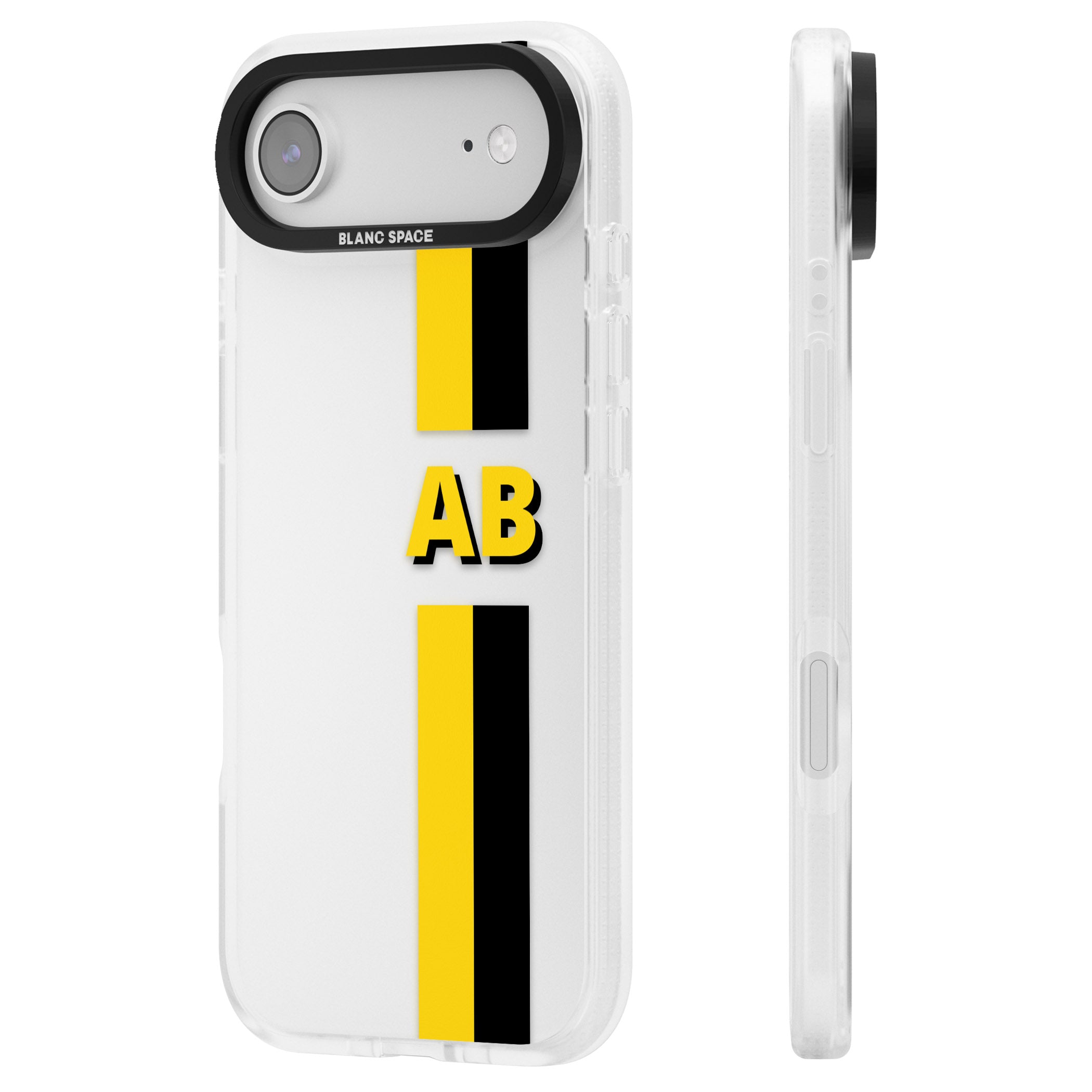 Personalised Bold Name Striped iPhone 17 Air Impact Air Clear Phone Case Side Profile