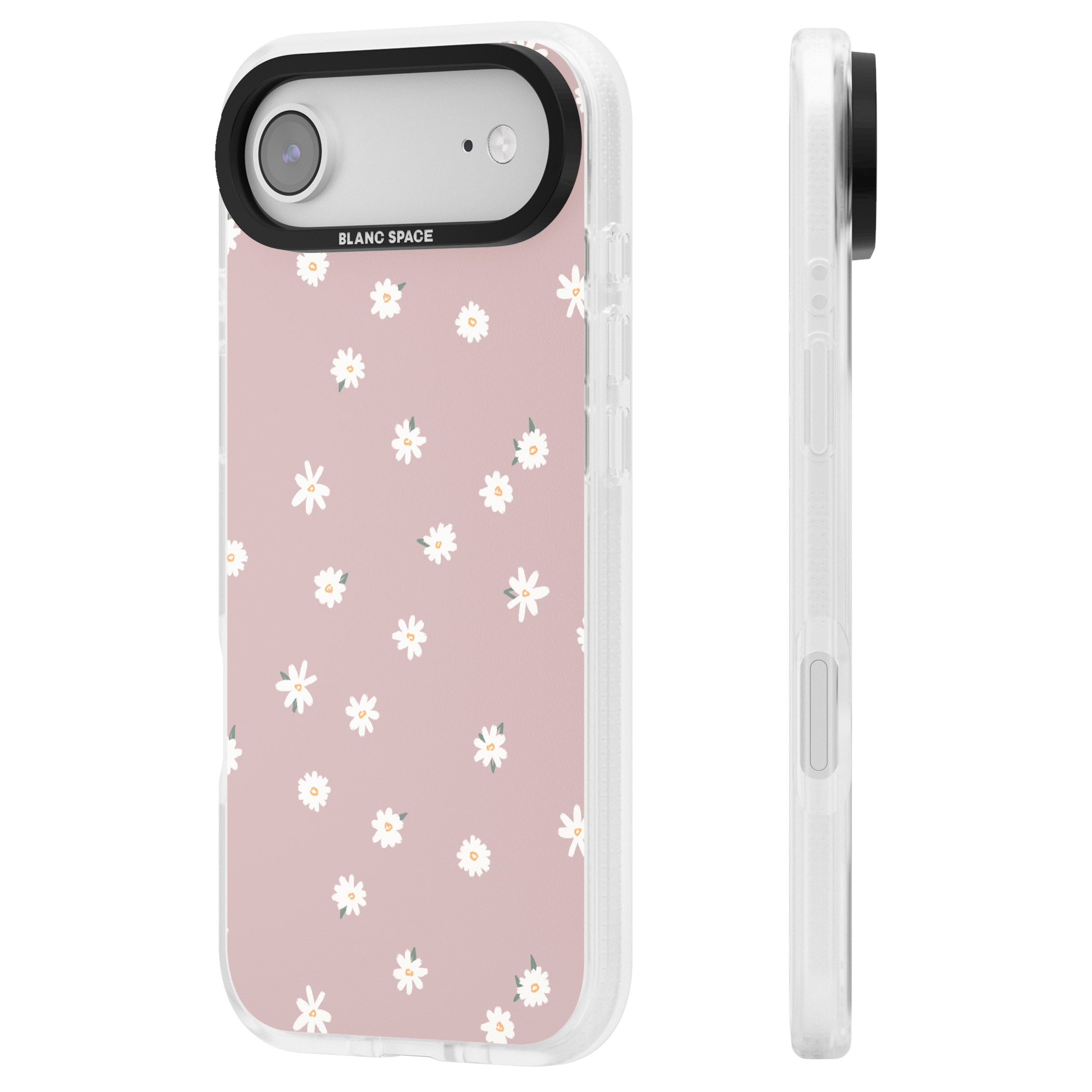 Dusty Pink Daisy iPhone 17 Air Impact Air Clear Phone Case Side Profile