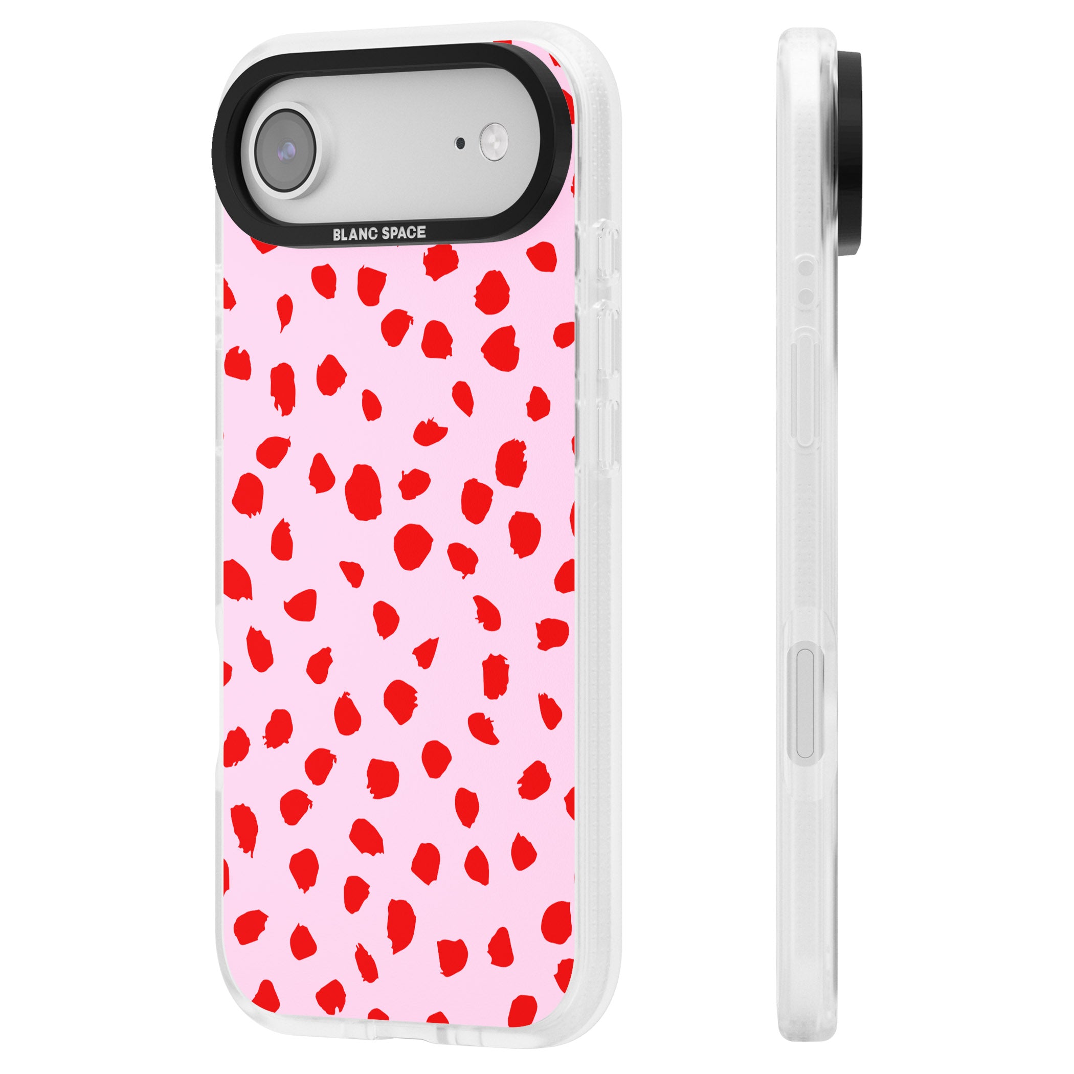 Red Polka Dot iPhone 17 Air Impact Air Clear Phone Case Side Profile