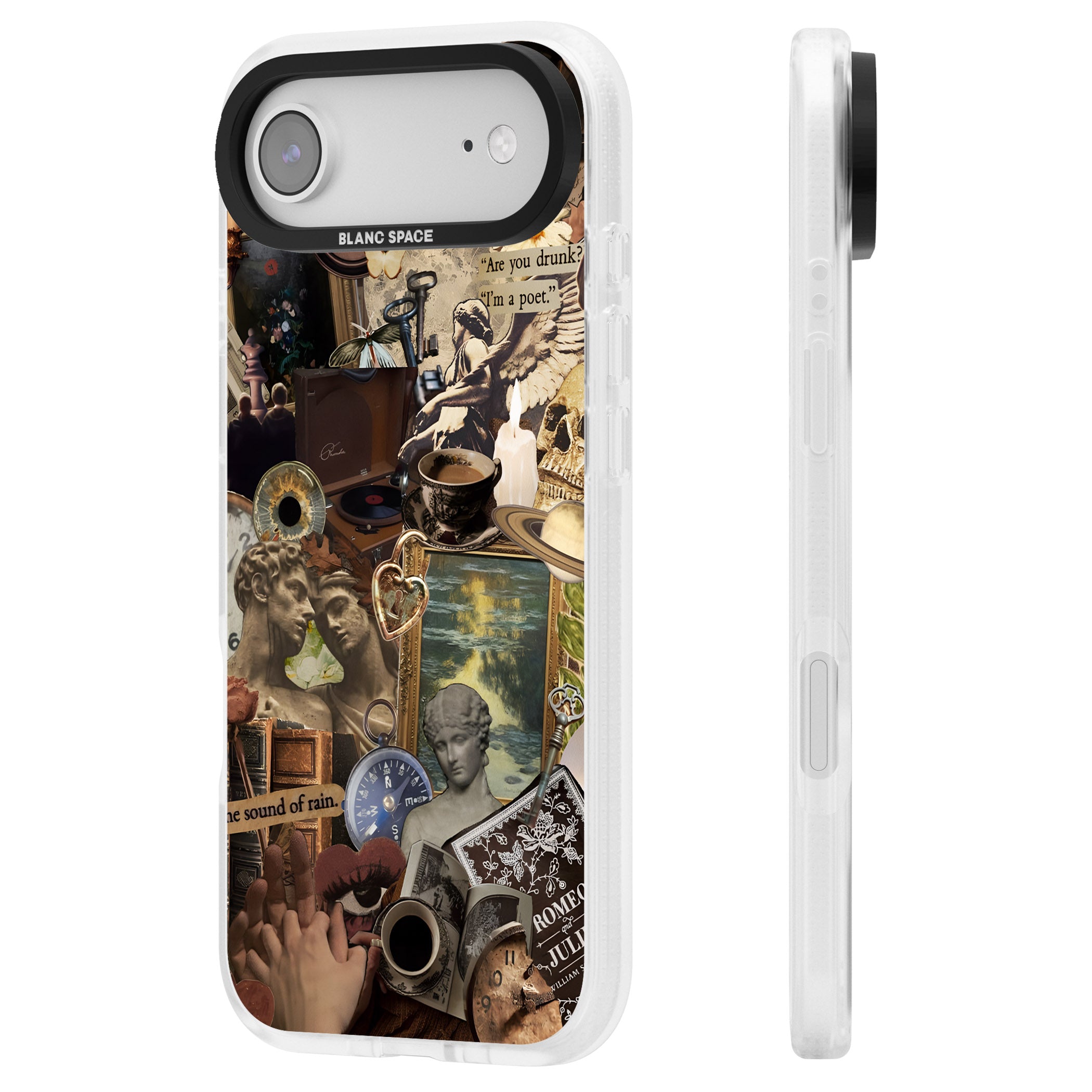 Vintage Academia Collage iPhone 17 Air Impact Air Clear Phone Case Side Profile