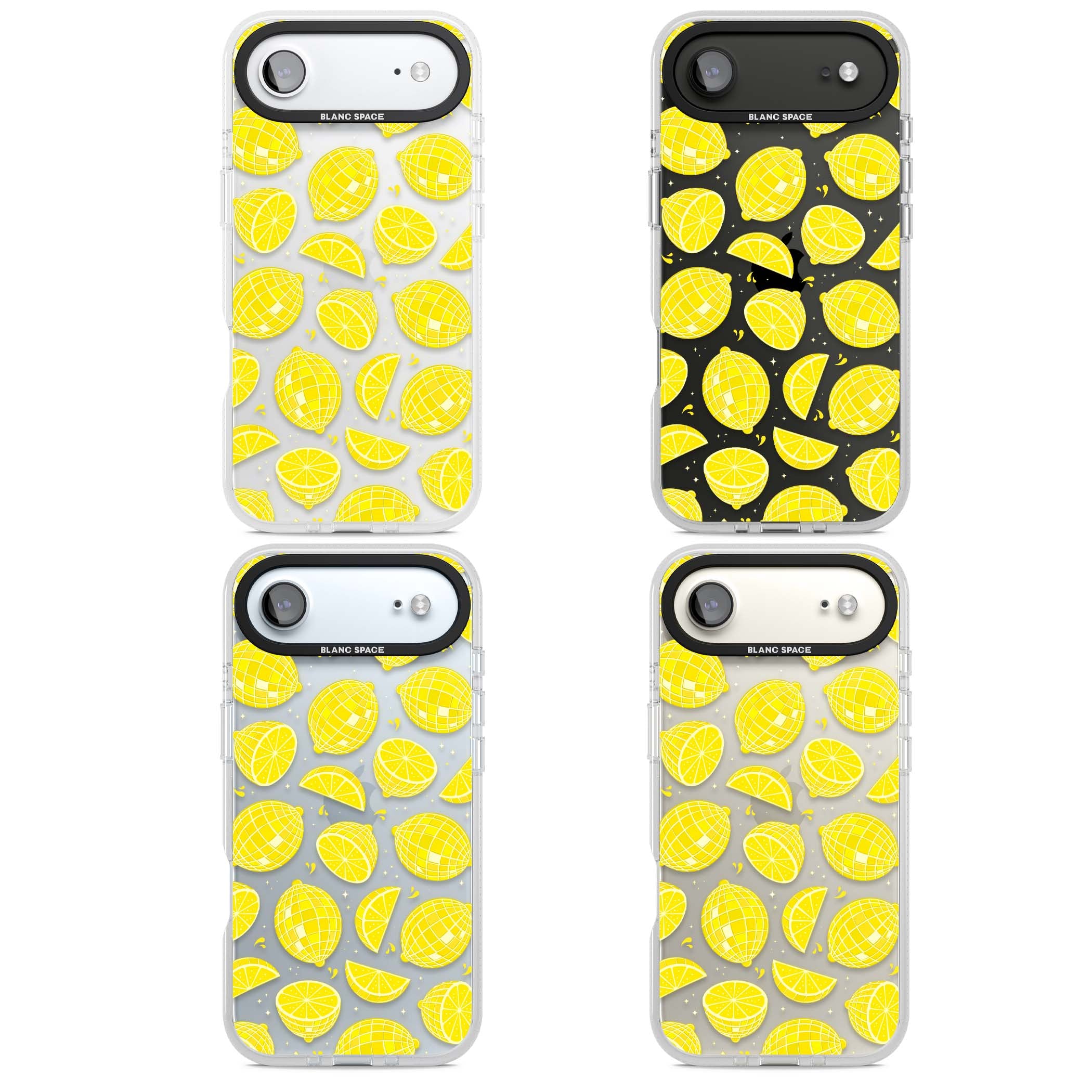 Disco Lemons citrus iPhone case featuring mirrorball lemons, sliced fruit and sparkle accents | Clear Case Impact Air case for iPhone Air