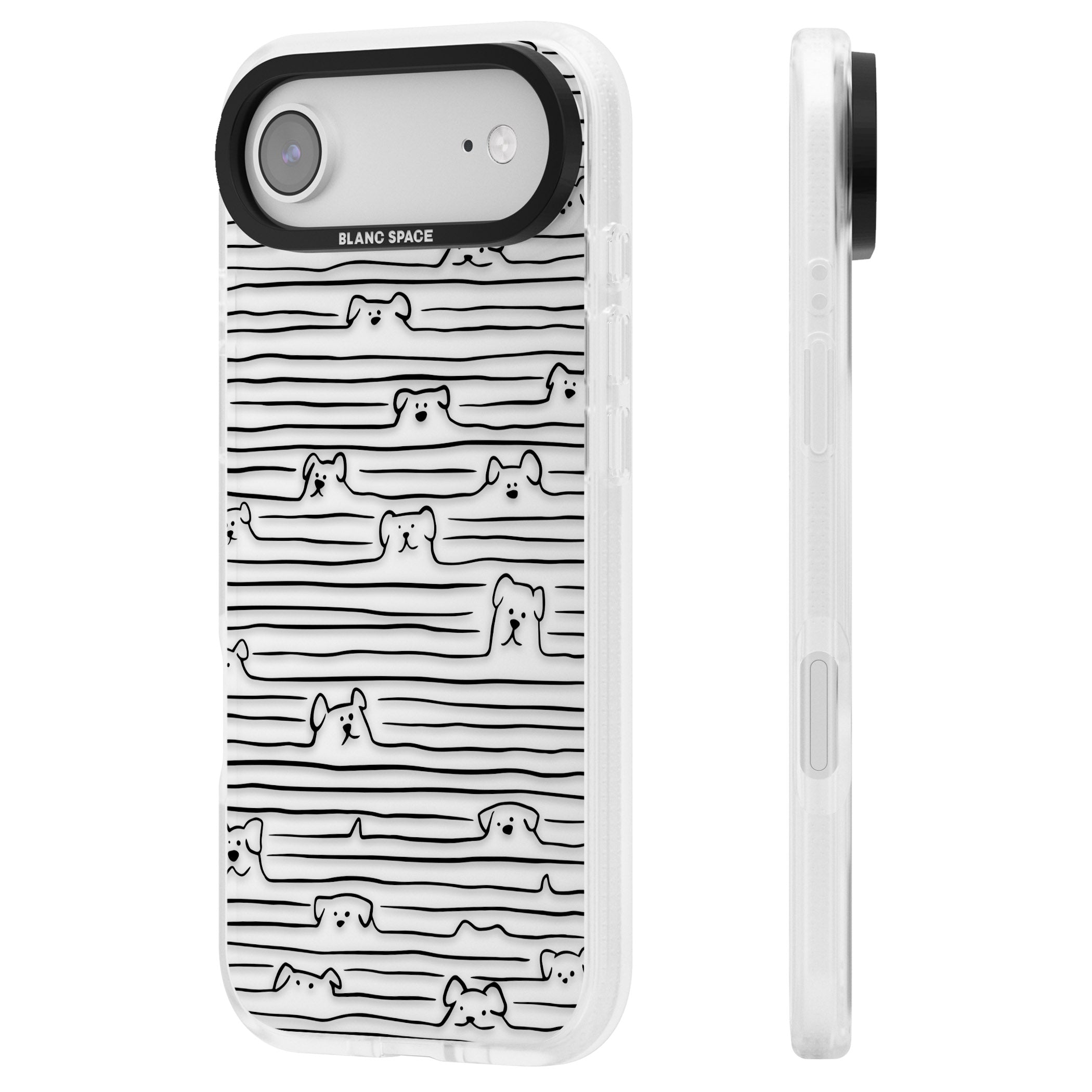 Dog Line Art Black iPhone 17 Air Impact Air Clear Phone Case Side Profile