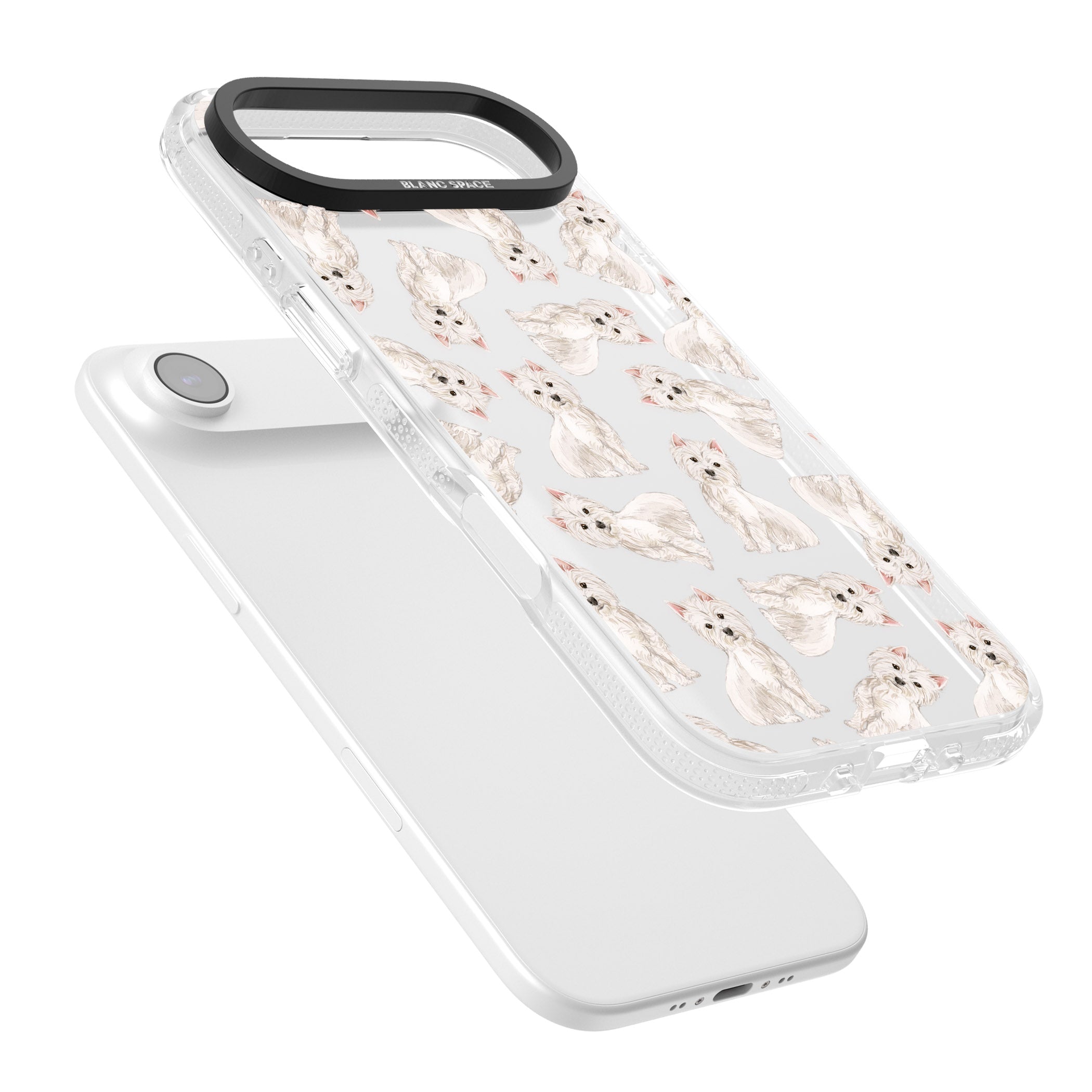 Westie Dog Pattern iPhone 17 Air Impact Air Clear Phone Case Colours