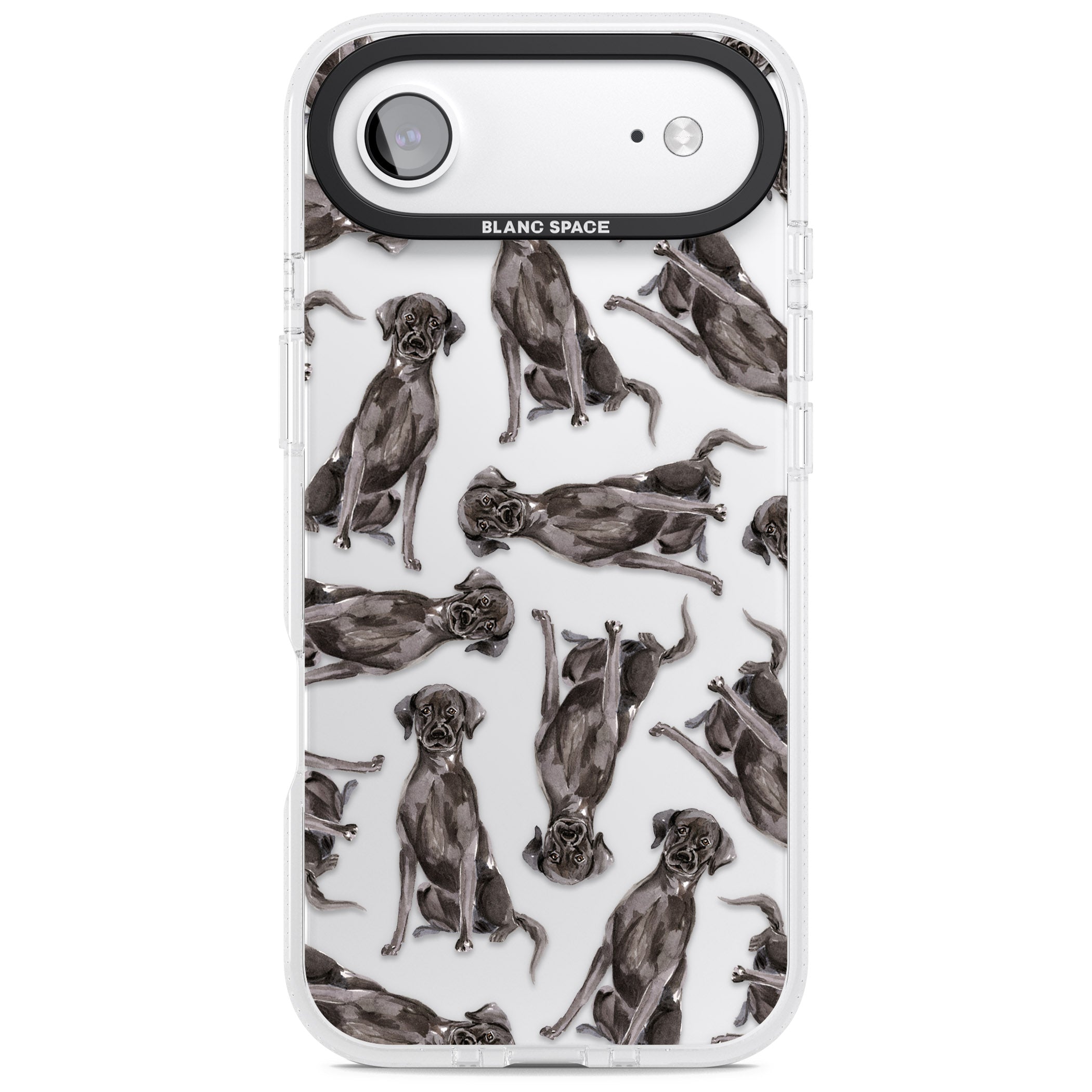 Black Labrador Watercolor Pattern iPhone 17 Air Impact Air Clear Phone Case