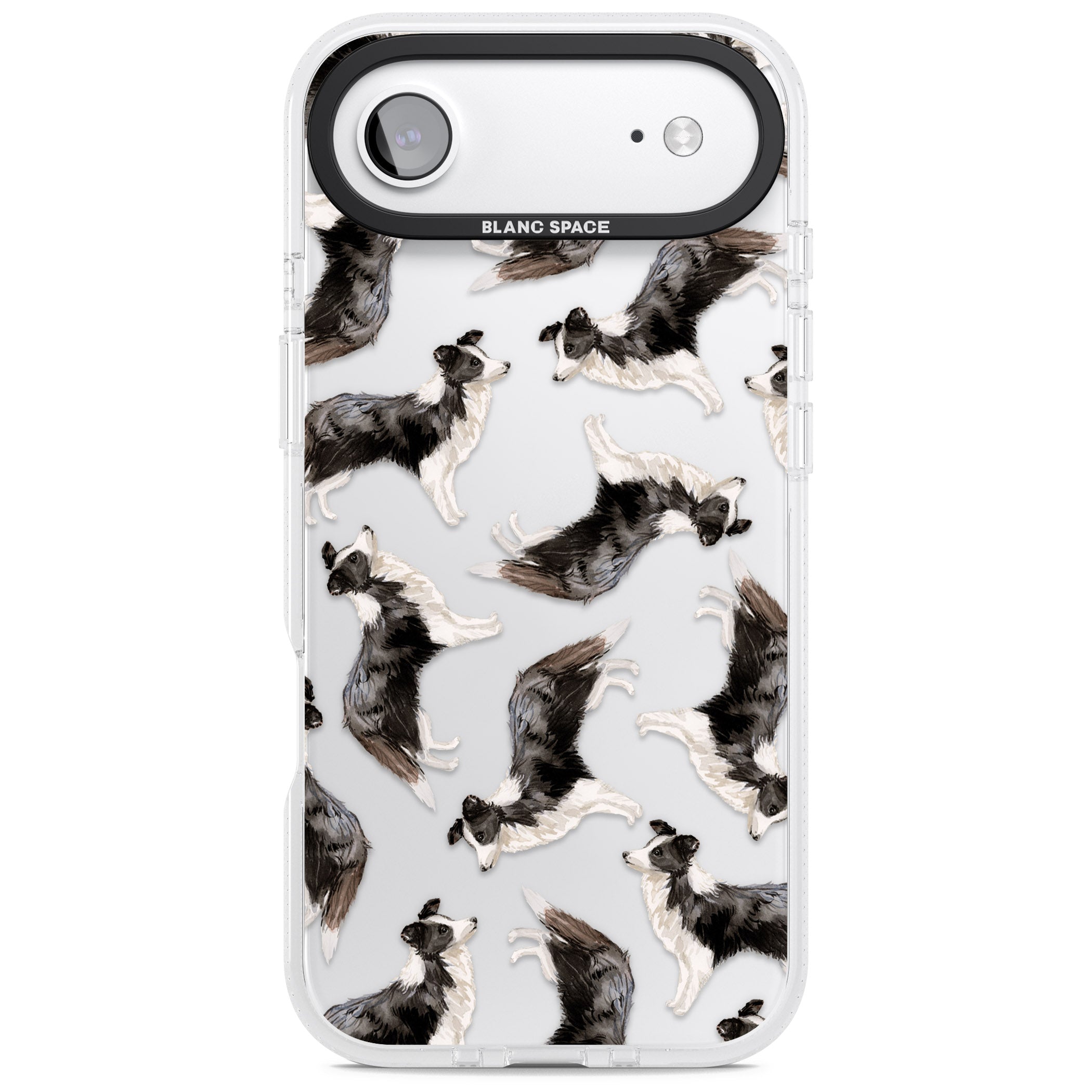 Border Collie Pattern Watercolour iPhone 17 Air Impact Air Clear Phone Case