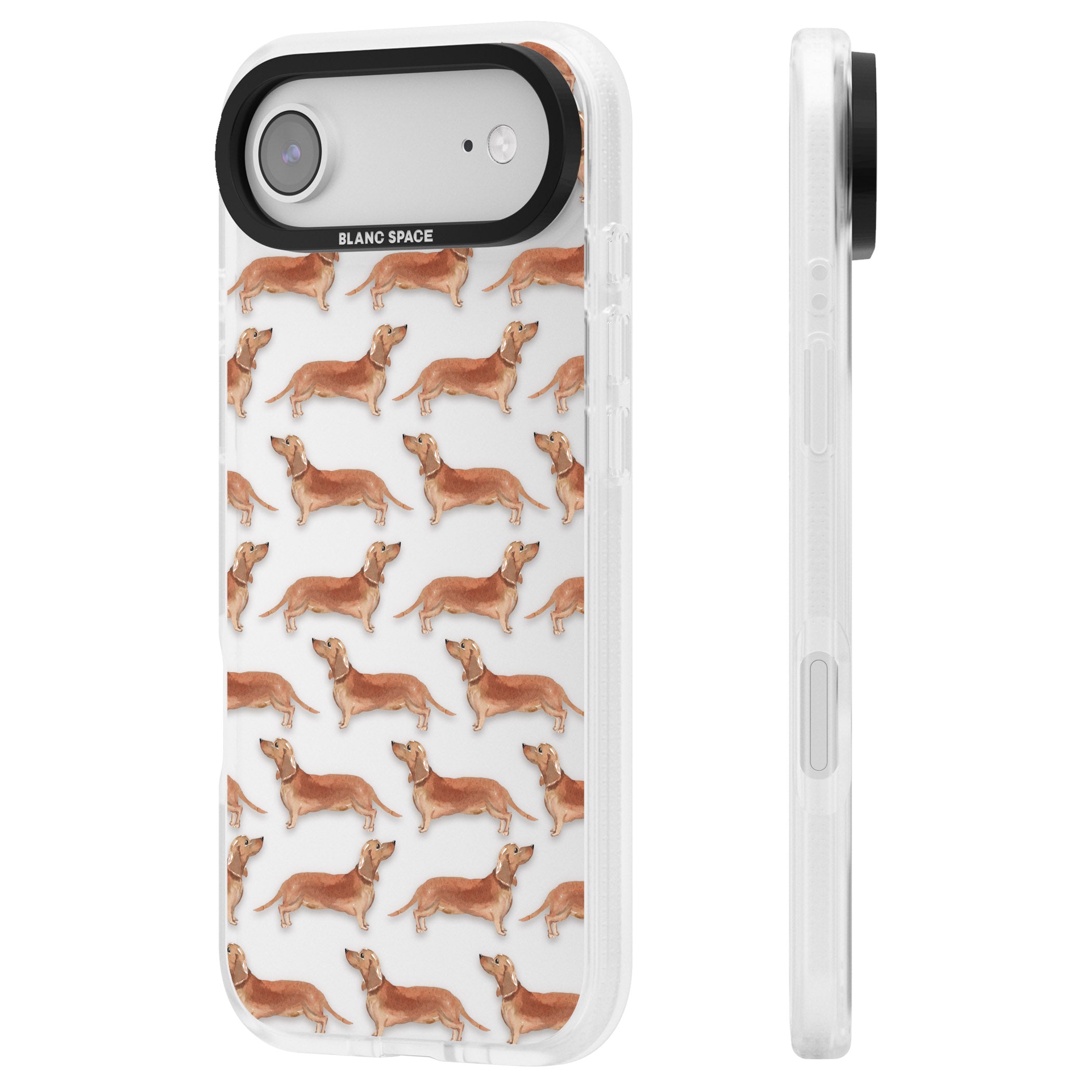 Dachshund Watercolor Dog Pattern iPhone 17 Air Impact Air Clear Phone Case Side Profile