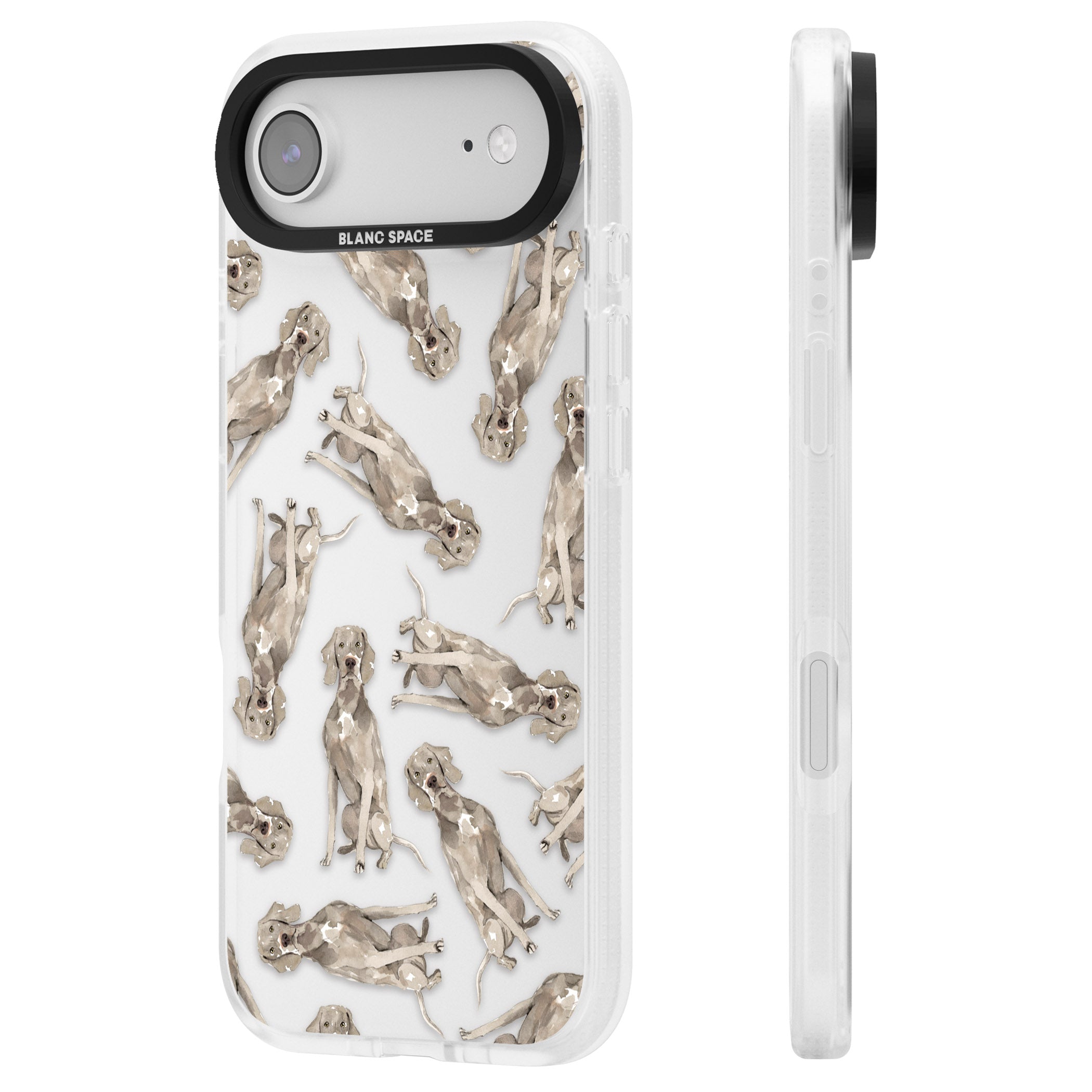 Weimaraner Watercolor Dog iPhone 17 Air Impact Air Clear Phone Case Side Profile