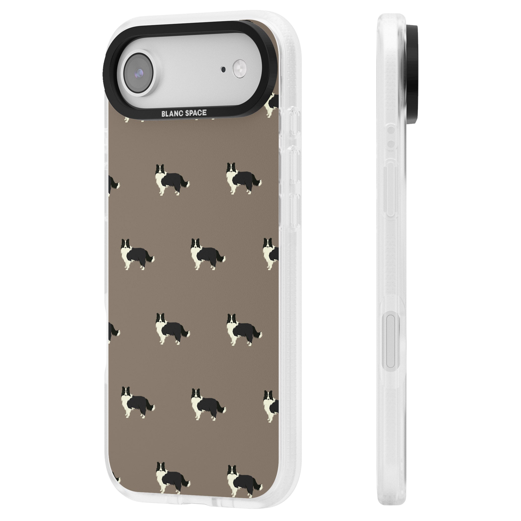 Border Collie Pattern Classic iPhone 17 Air Impact Air Clear Phone Case Side Profile