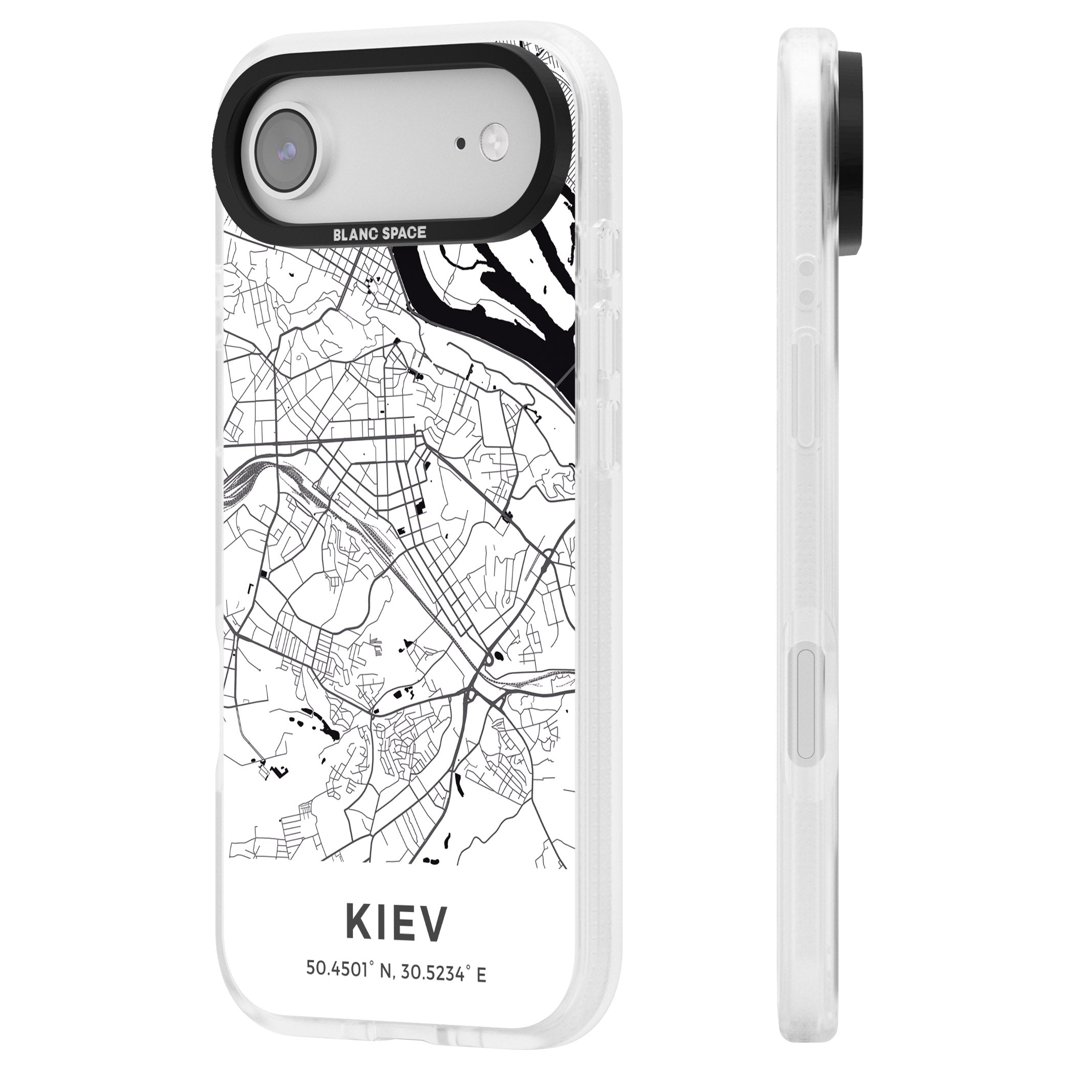 Kiev Map iPhone 17 Air Impact Air Clear Phone Case Side Profile
