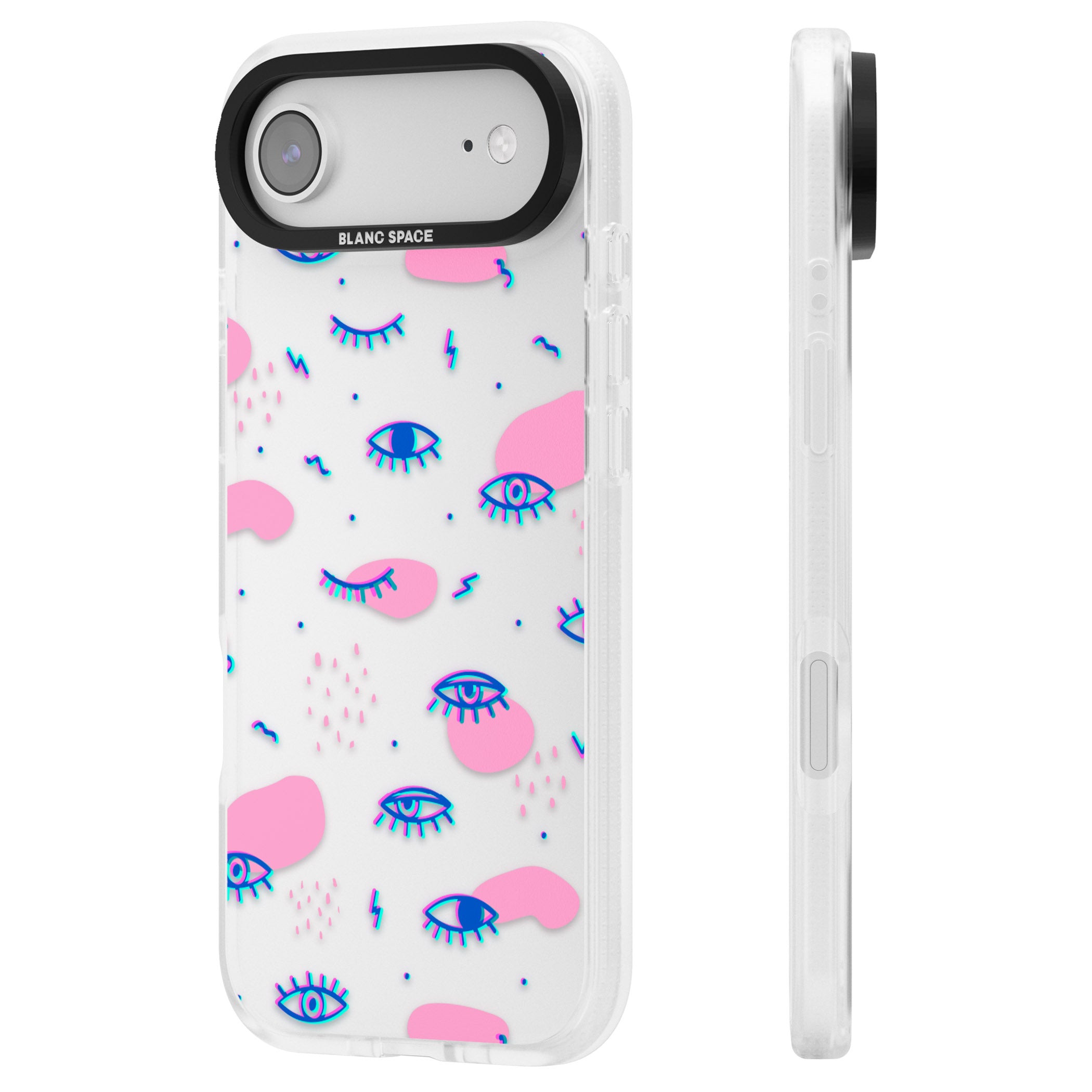 Pink Eye Pattern iPhone 17 Air Impact Air Clear Phone Case Side Profile