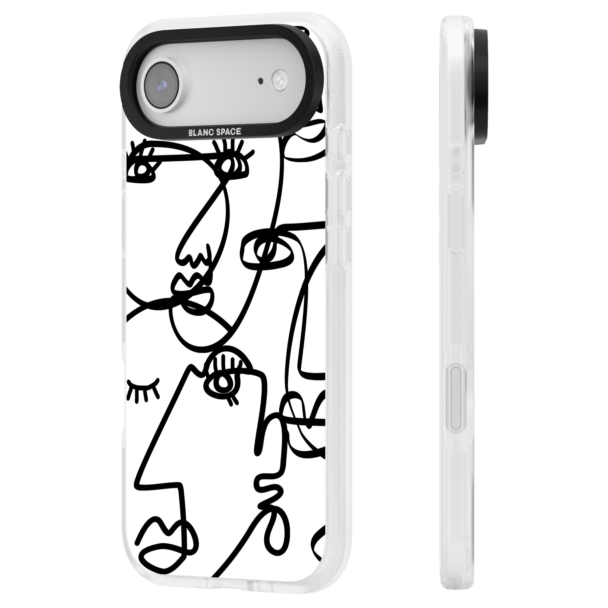 Abstract Line Art Black White iPhone 17 Air Impact Air Clear Phone Case Side Profile