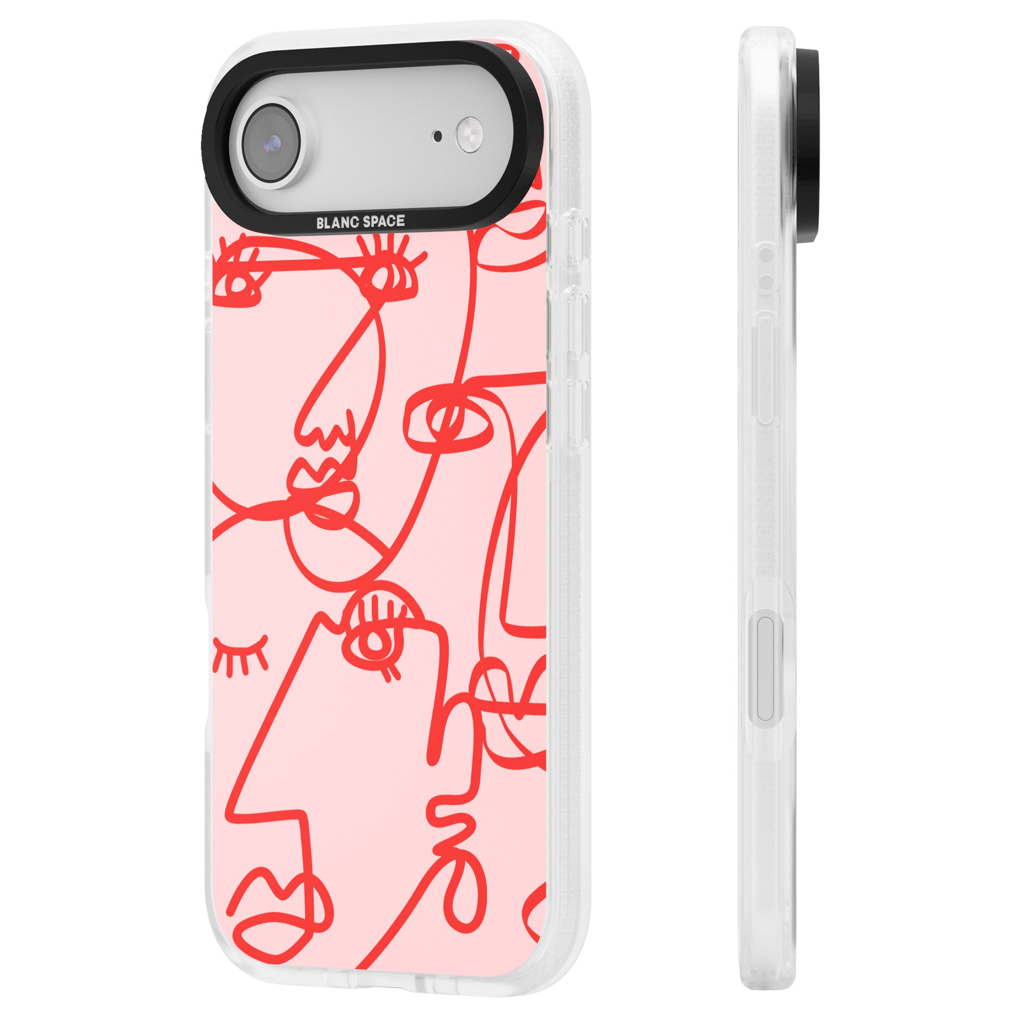Red Line Art iPhone 17 Air Impact Air Clear Phone Case Side Profile