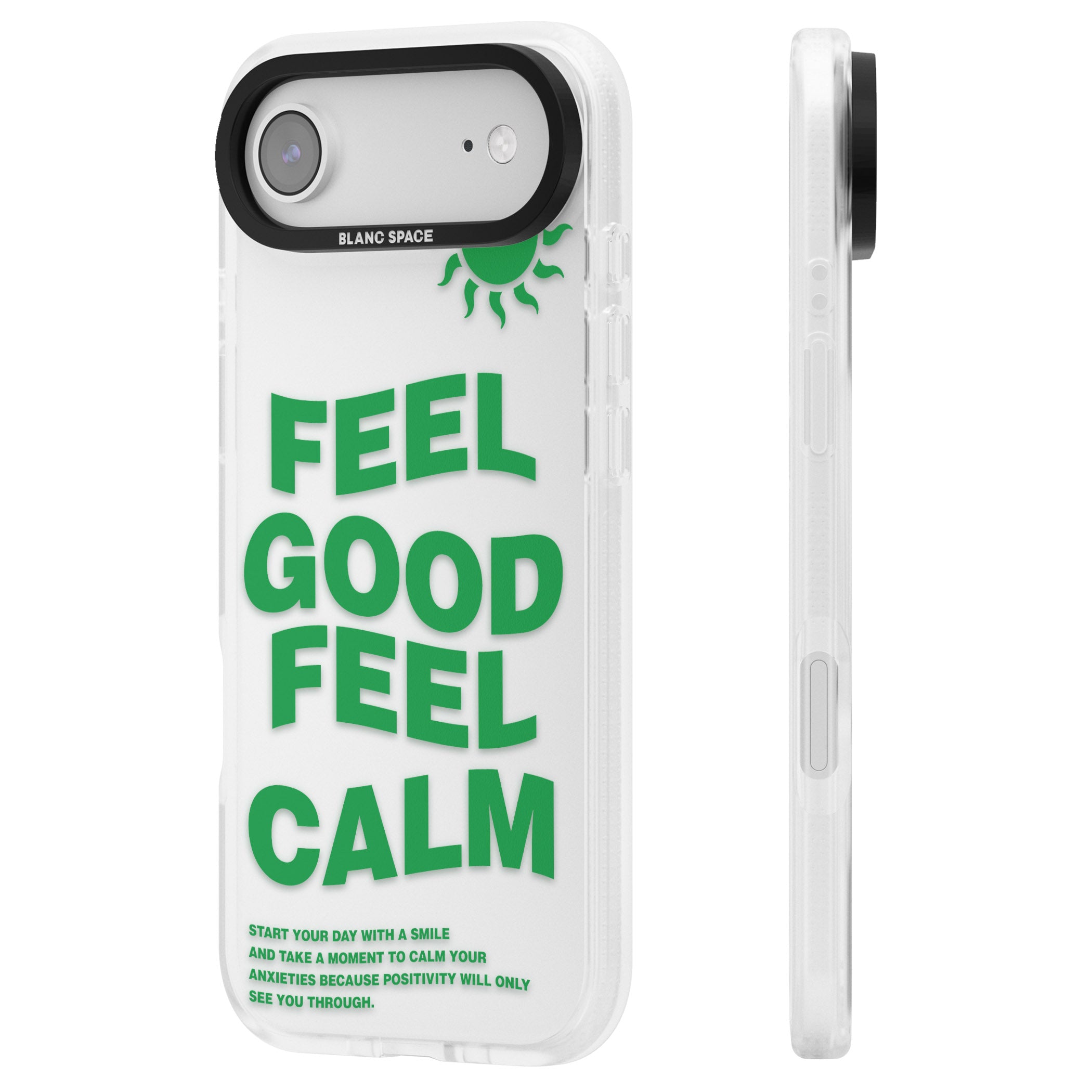 Feel Good Feel Calm (Green) iPhone 17 Air Impact Air Clear Phone Case Side Profile