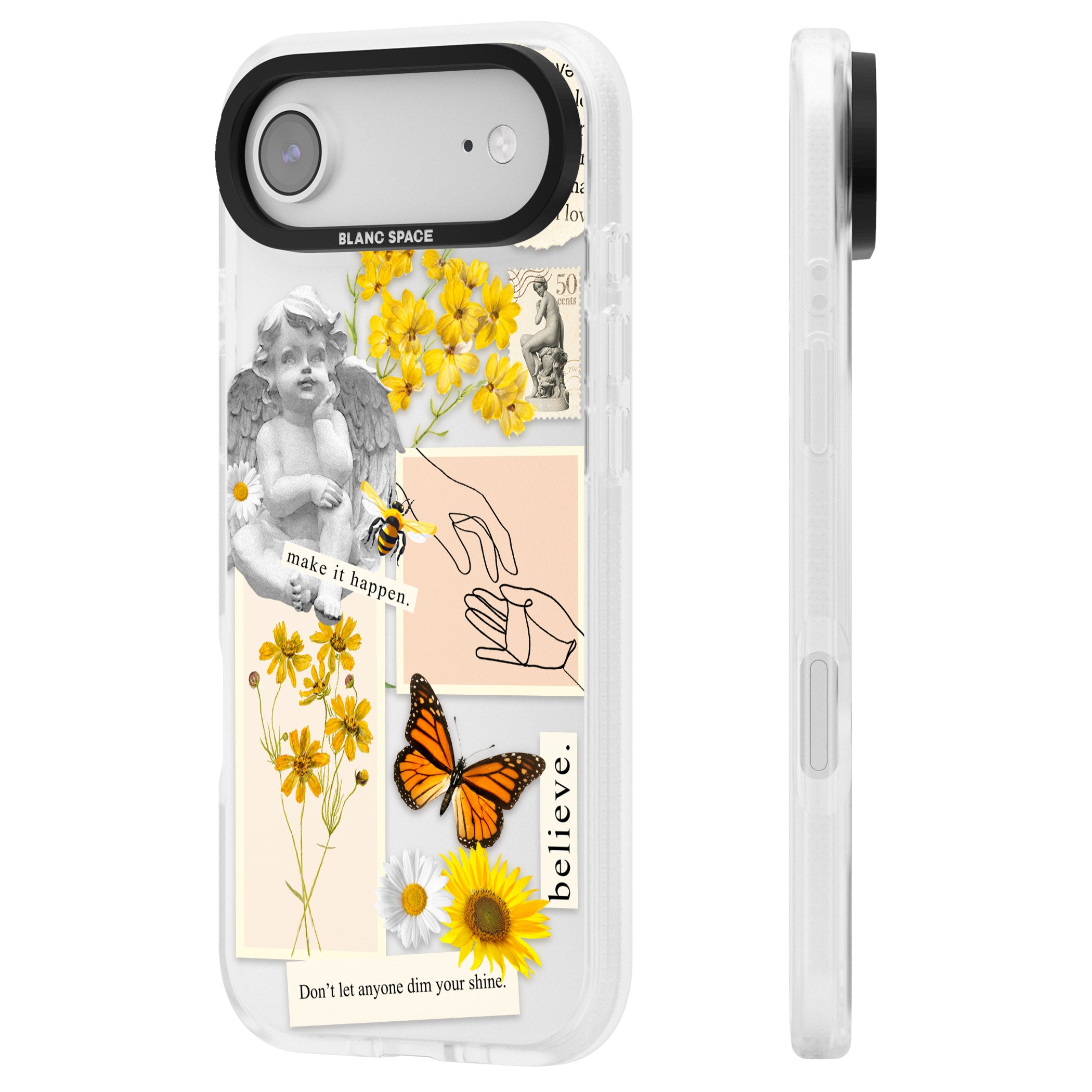 Vintage Wildflower Collage iPhone 17 Air Impact Air Clear Phone Case Side Profile
