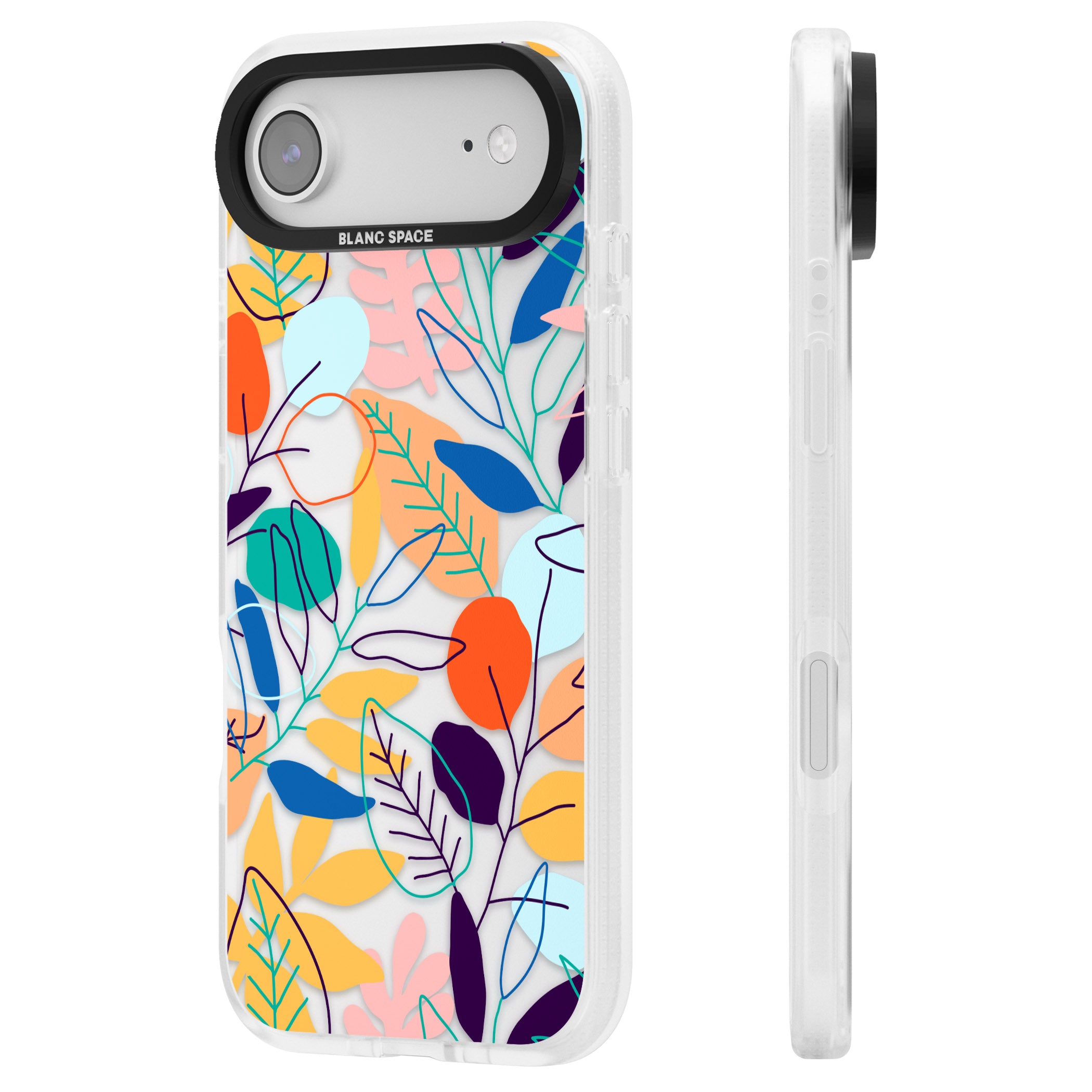 Abstract Line Drawn Leaves iPhone 17 Air Impact Air Clear Phone Case Side Profile