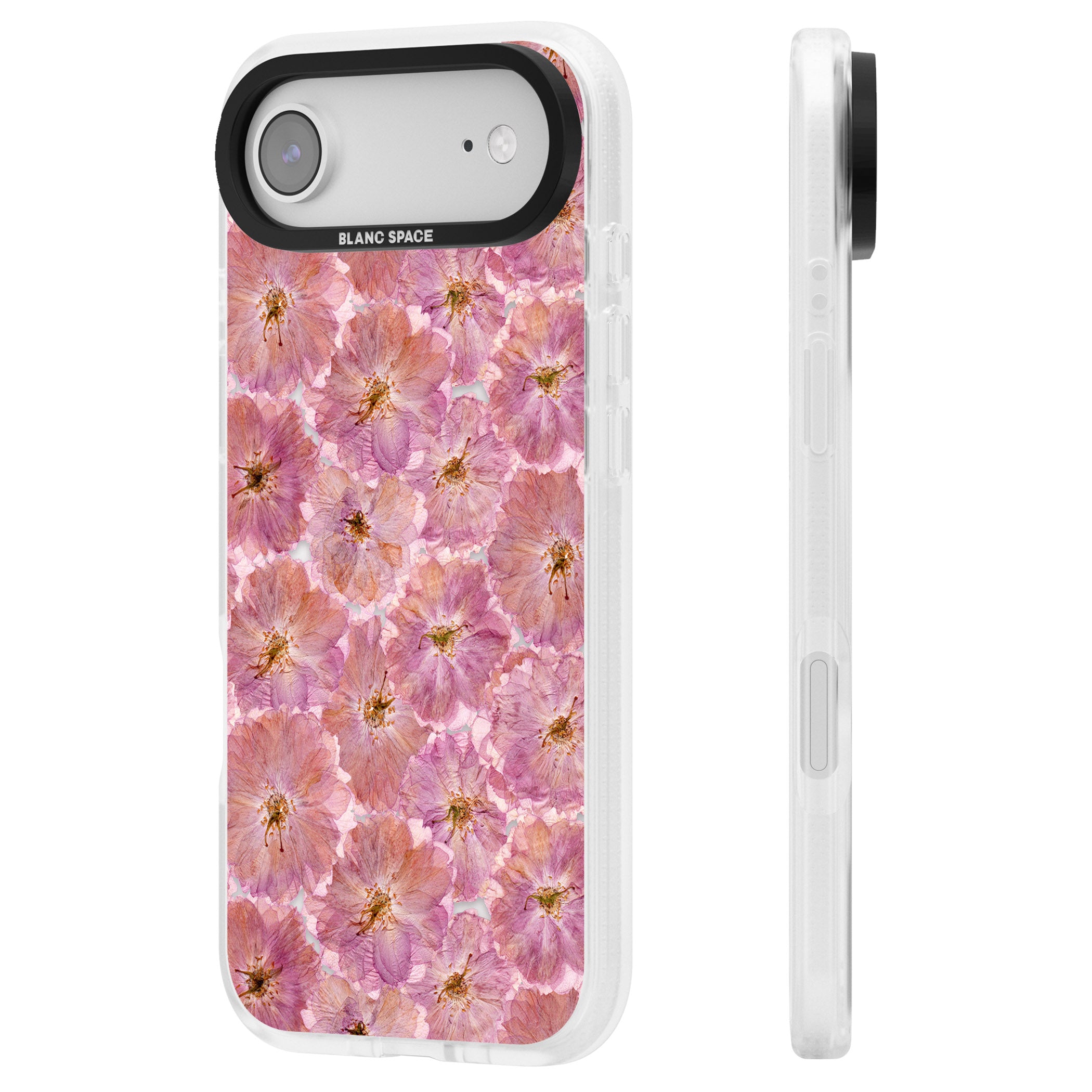 Large Pink Florals iPhone 17 Air Impact Air Clear Phone Case Side Profile