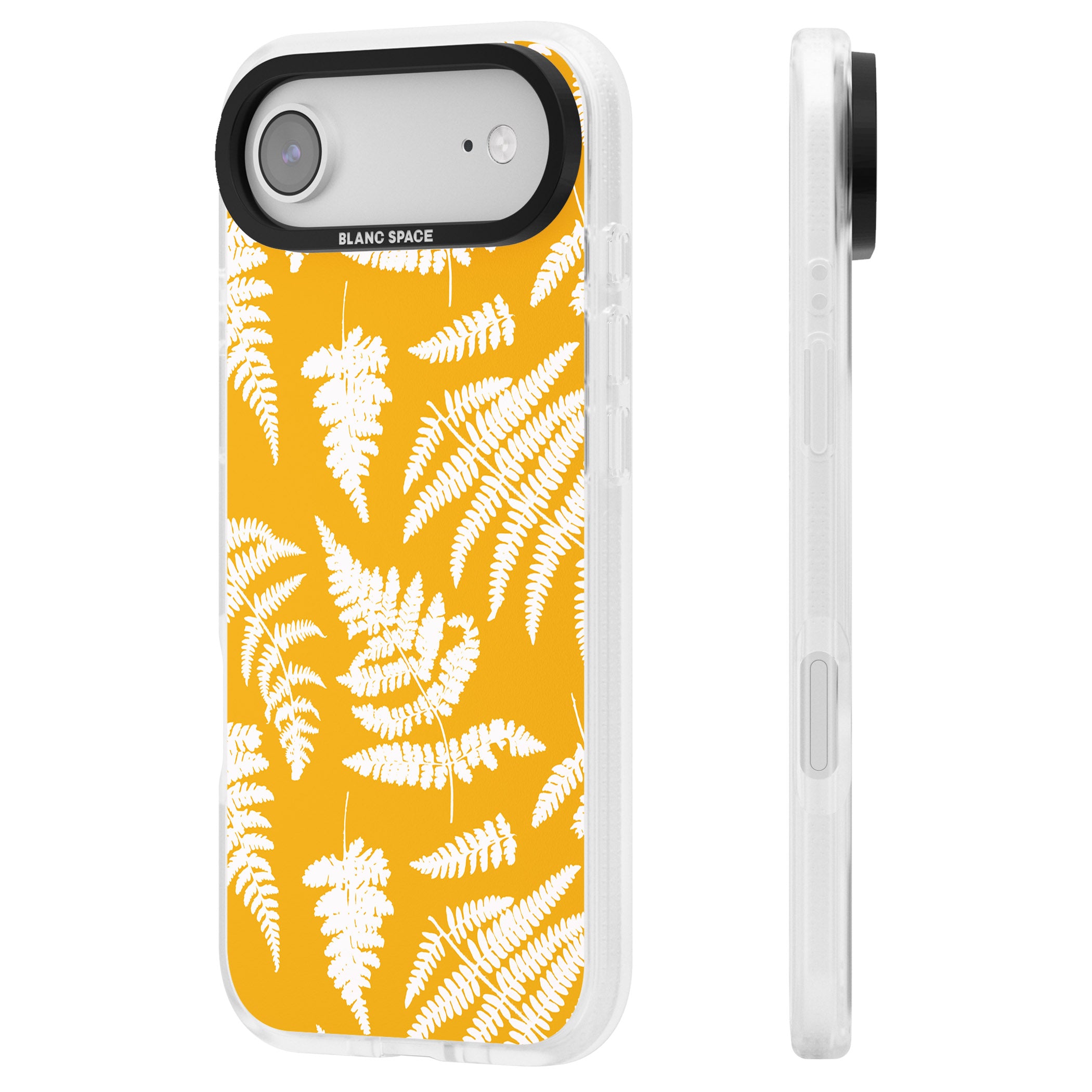 Fern Pattern On Yellow iPhone 17 Air Impact Air Clear Phone Case Side Profile