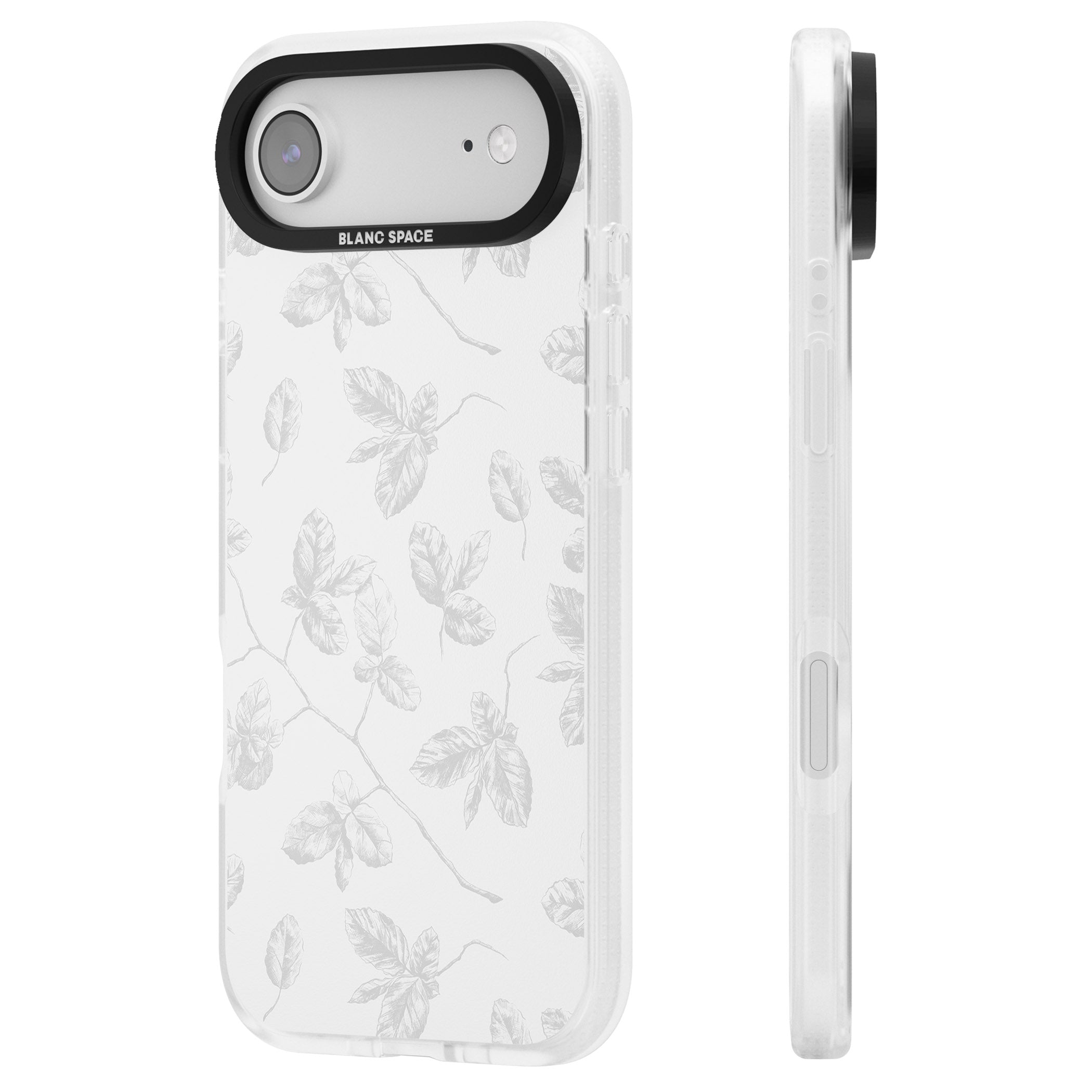 Grey Vine Botanical iPhone 17 Air Impact Air Clear Phone Case Side Profile