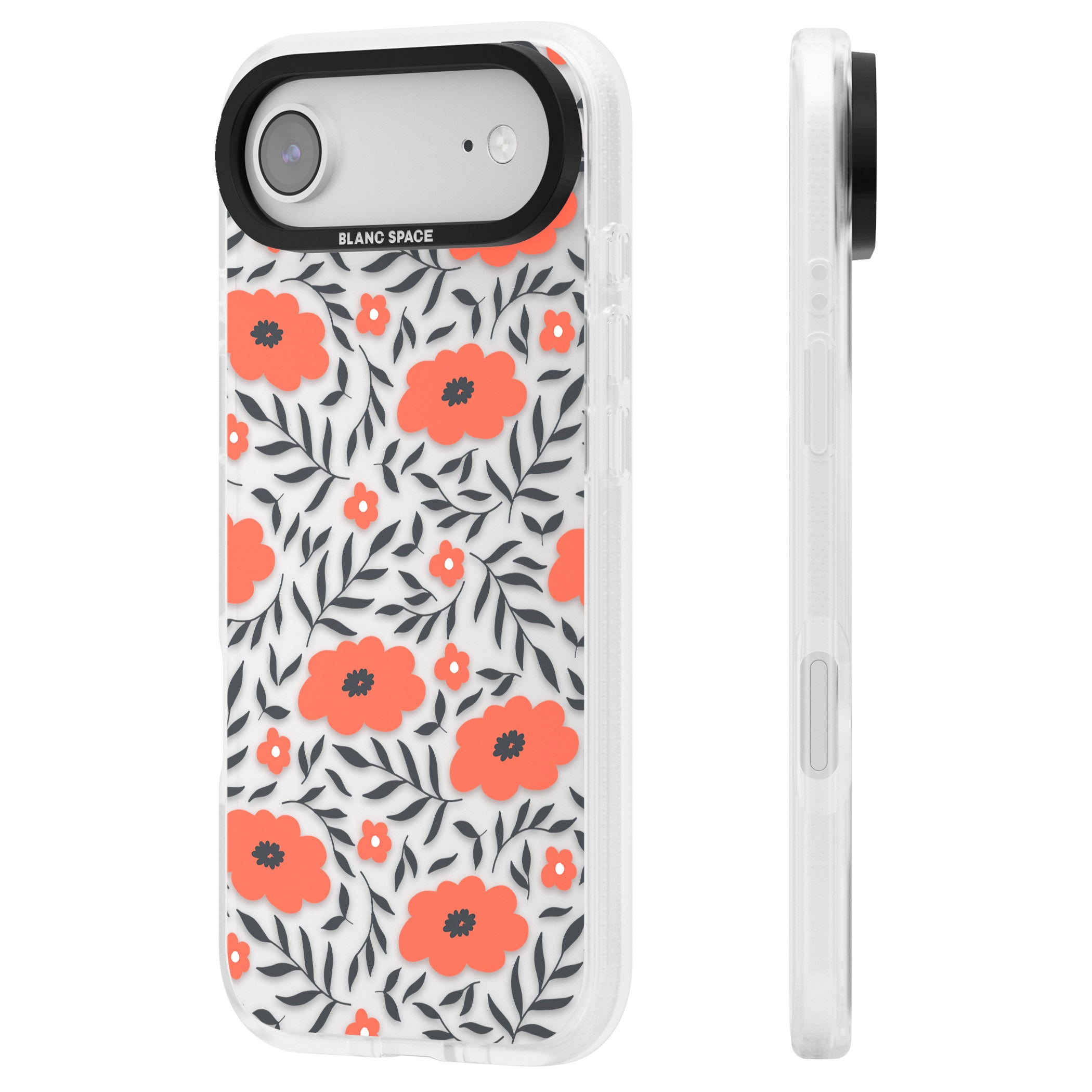 Red Poppy Floral iPhone 17 Air Impact Air Clear Phone Case Side Profile