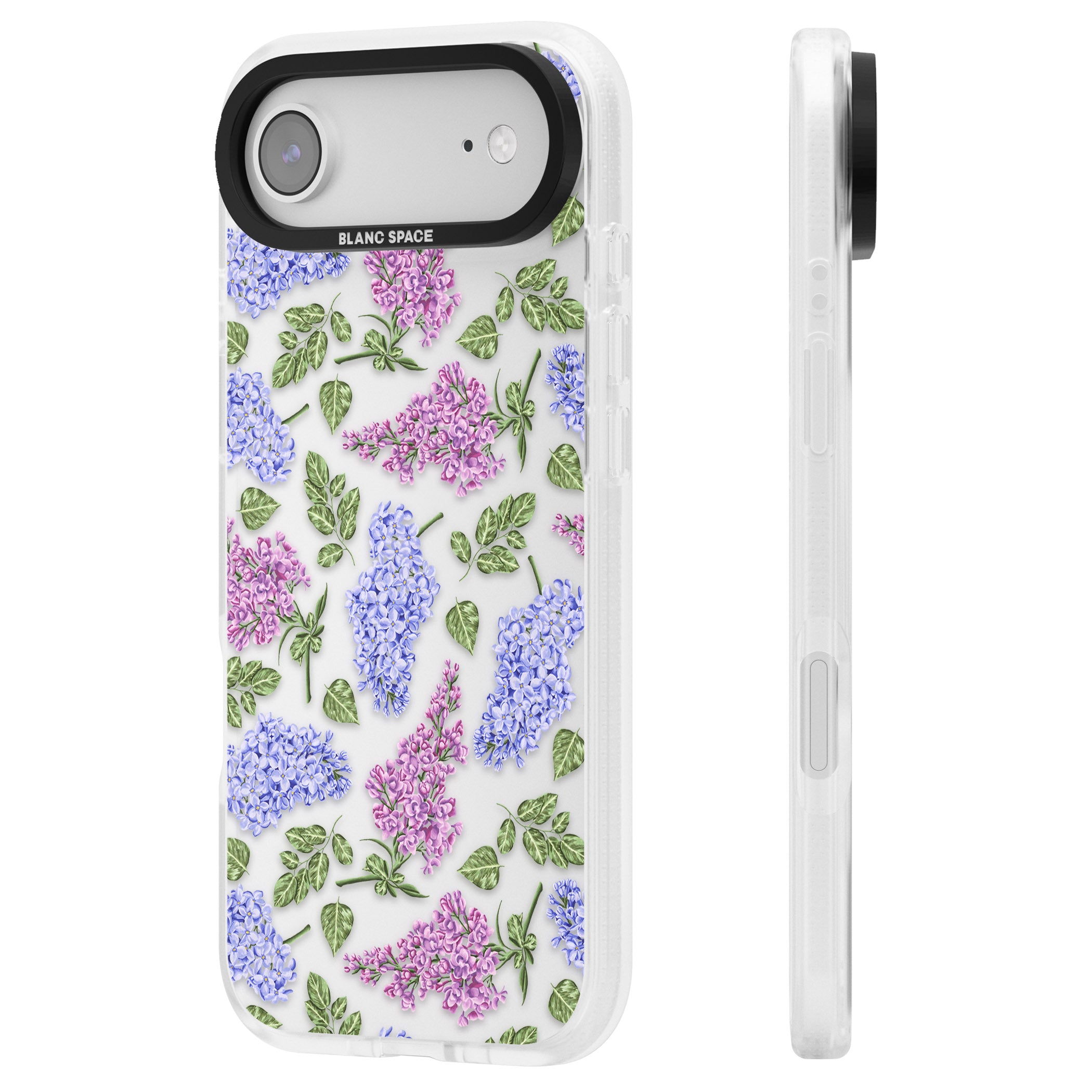 Purple Blossoms Transparent Floral iPhone 17 Air Impact Air Clear Phone Case Side Profile