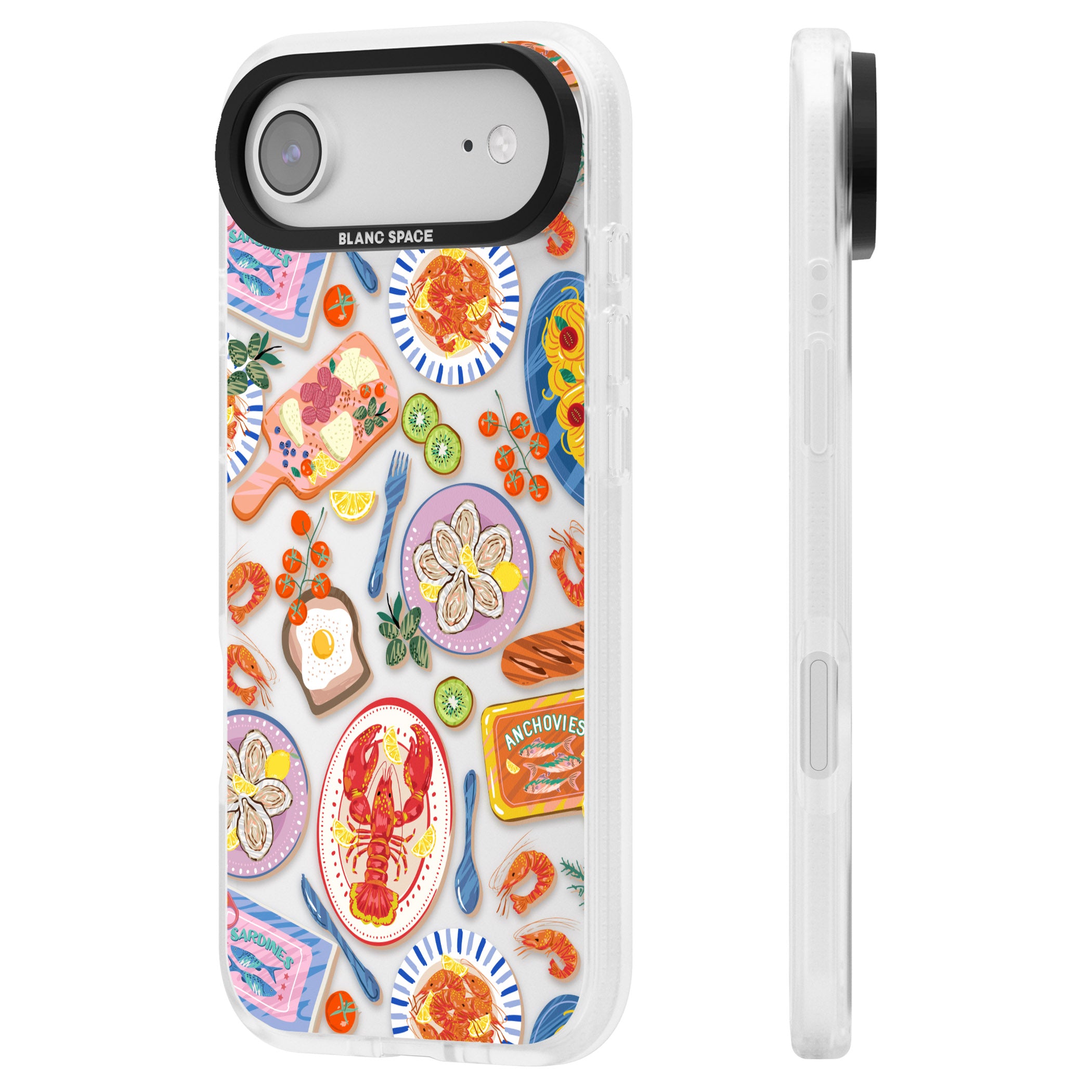 Seafood Pattern iPhone 17 Air Impact Air Clear Phone Case Side Profile