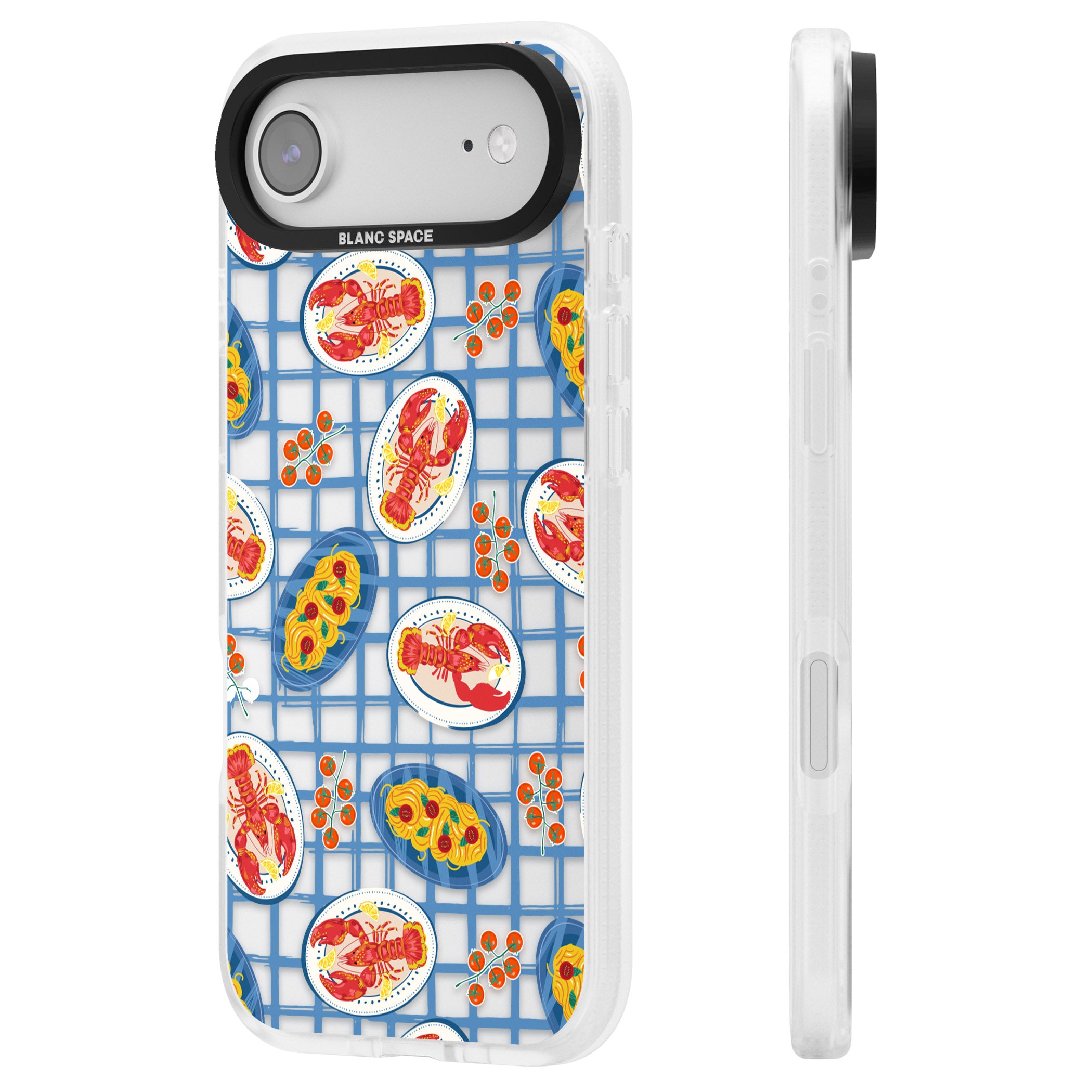 Lobster & Pasta Picnic iPhone 17 Air Impact Air Clear Phone Case Side Profile