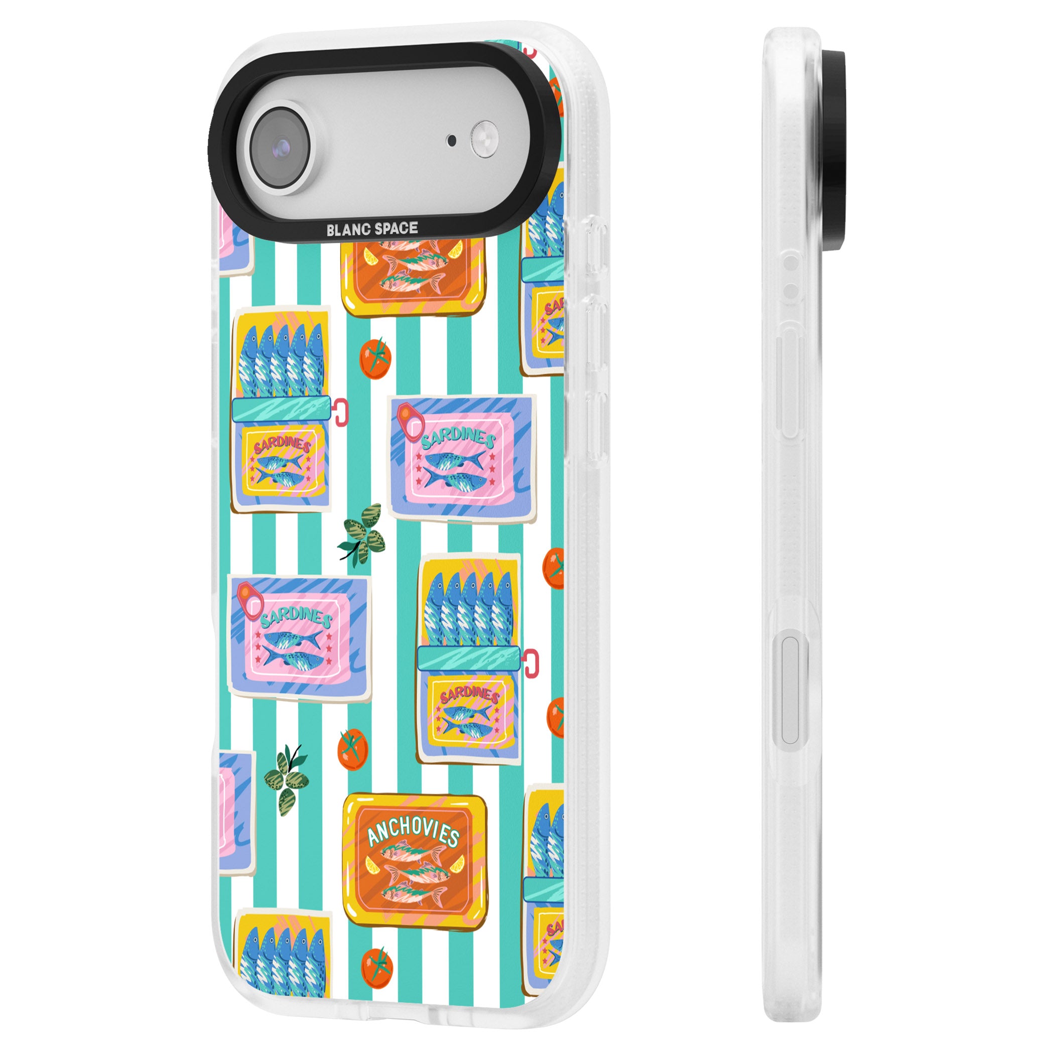 Sardine & Anchovy Stripes iPhone 17 Air Impact Air Clear Phone Case Side Profile