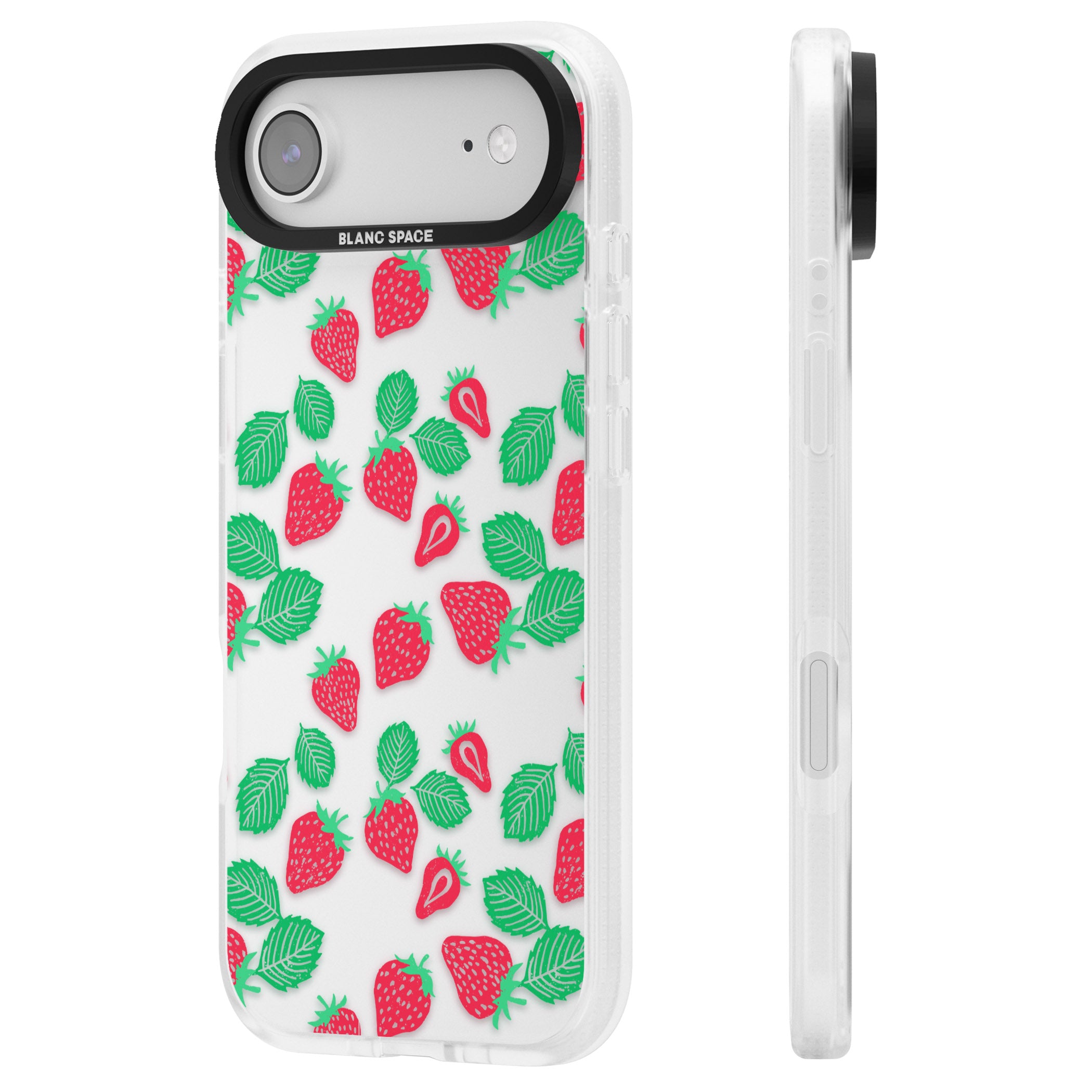 Strawberry Delight iPhone 17 Air Impact Air Clear Phone Case Side Profile