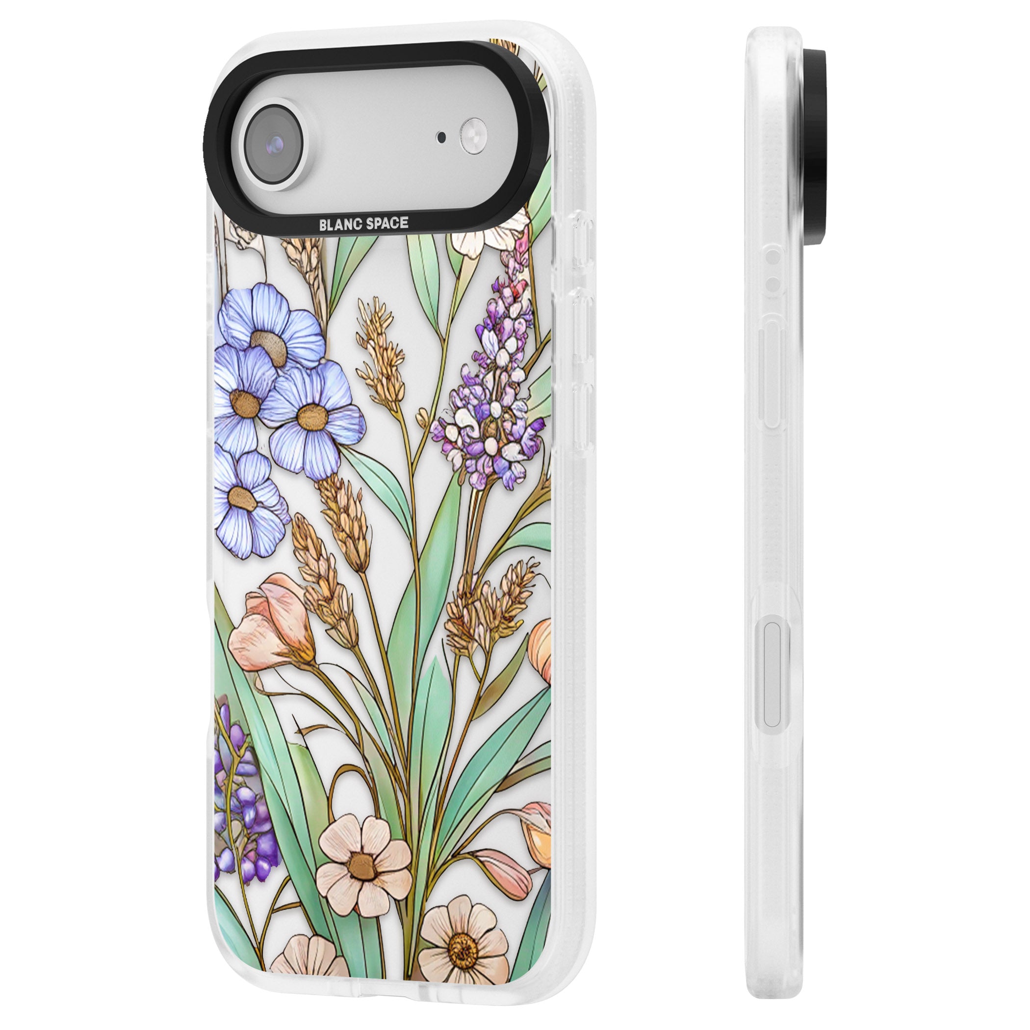 Glass Lavenders & Daisies iPhone 17 Air Impact Air Clear Phone Case Side Profile