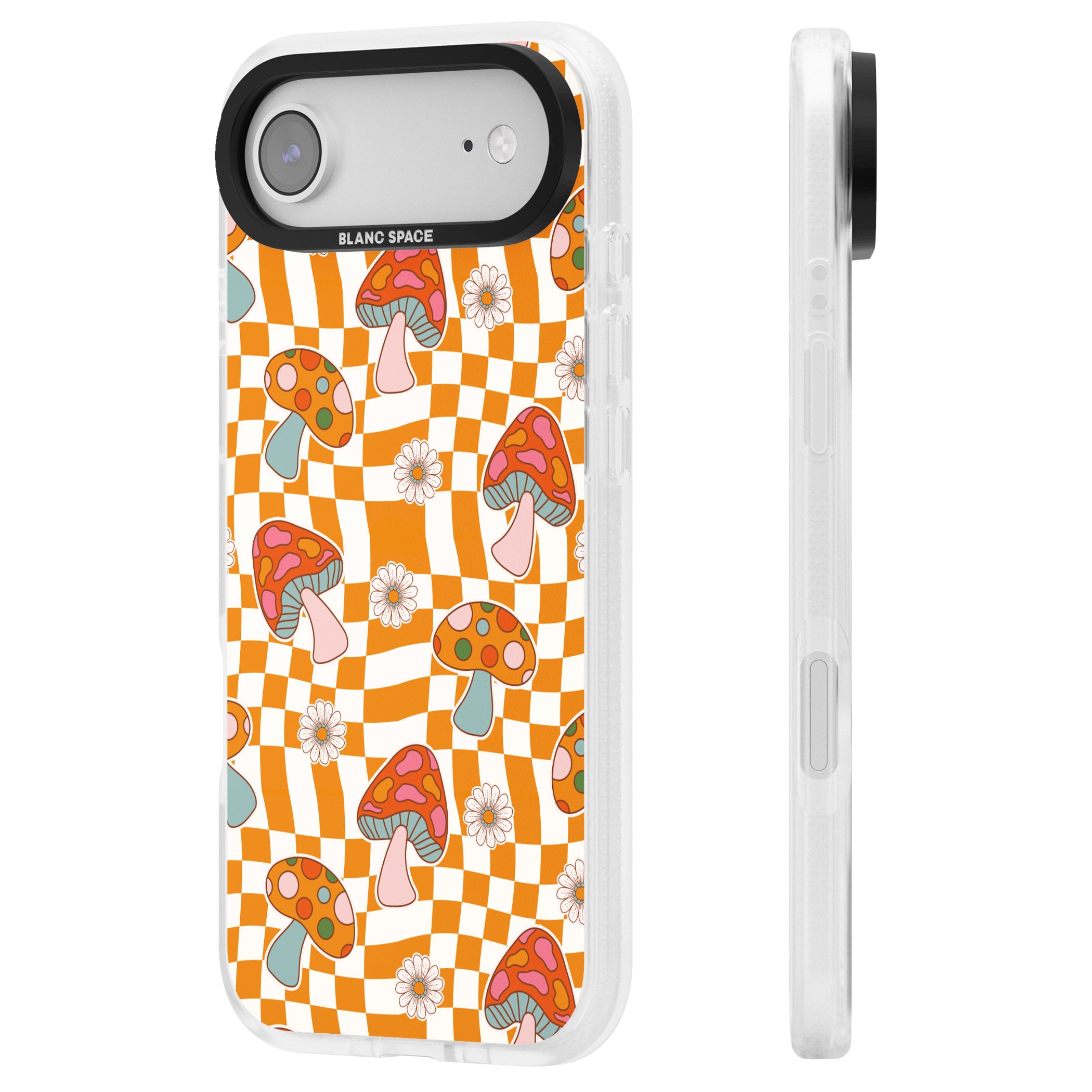Wavy Checked Shrooms iPhone 17 Air Impact Air Clear Phone Case Side Profile