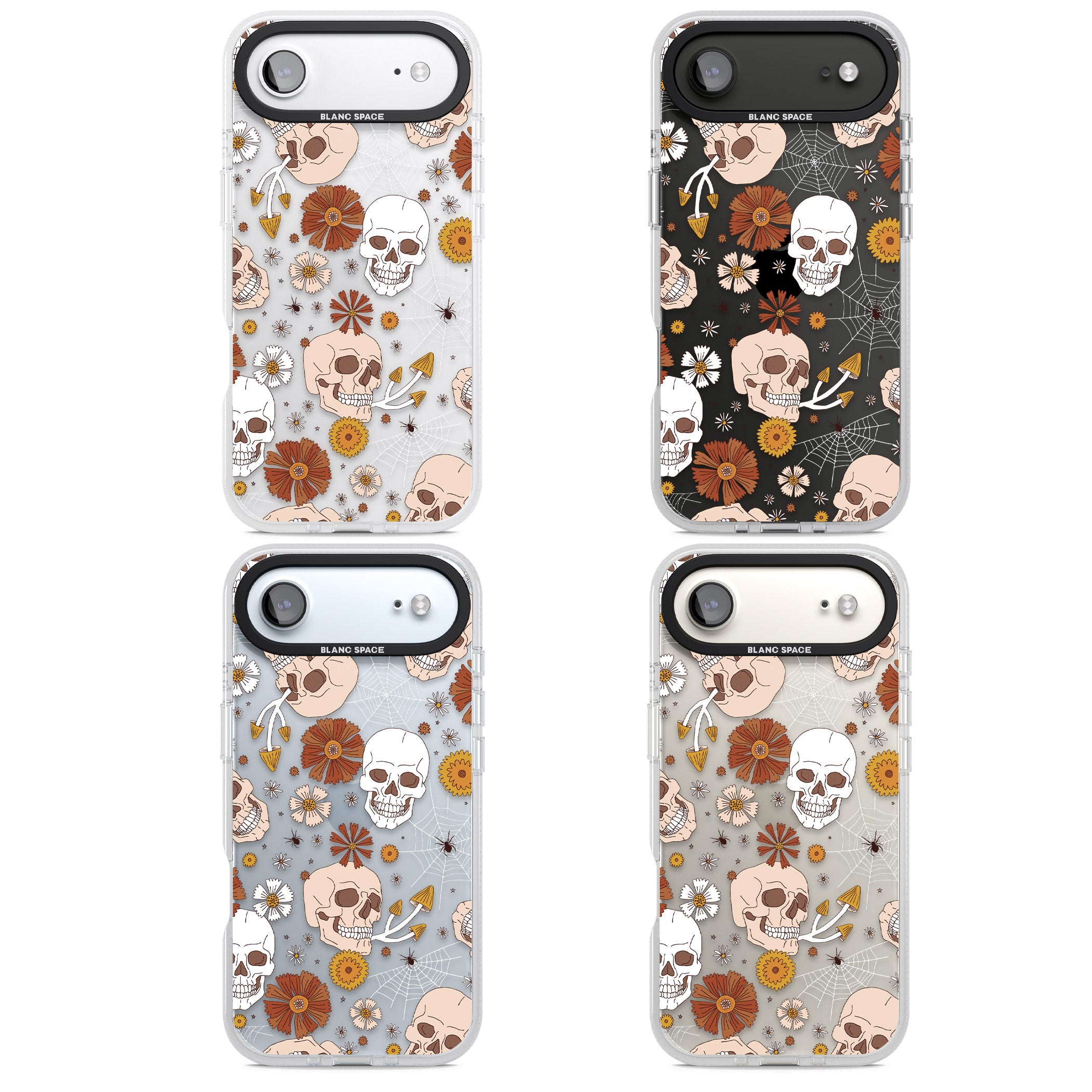 Halloween Skulls And Flowers iPhone 17 Air Impact Air Clear Phone Case APT Impact Protection